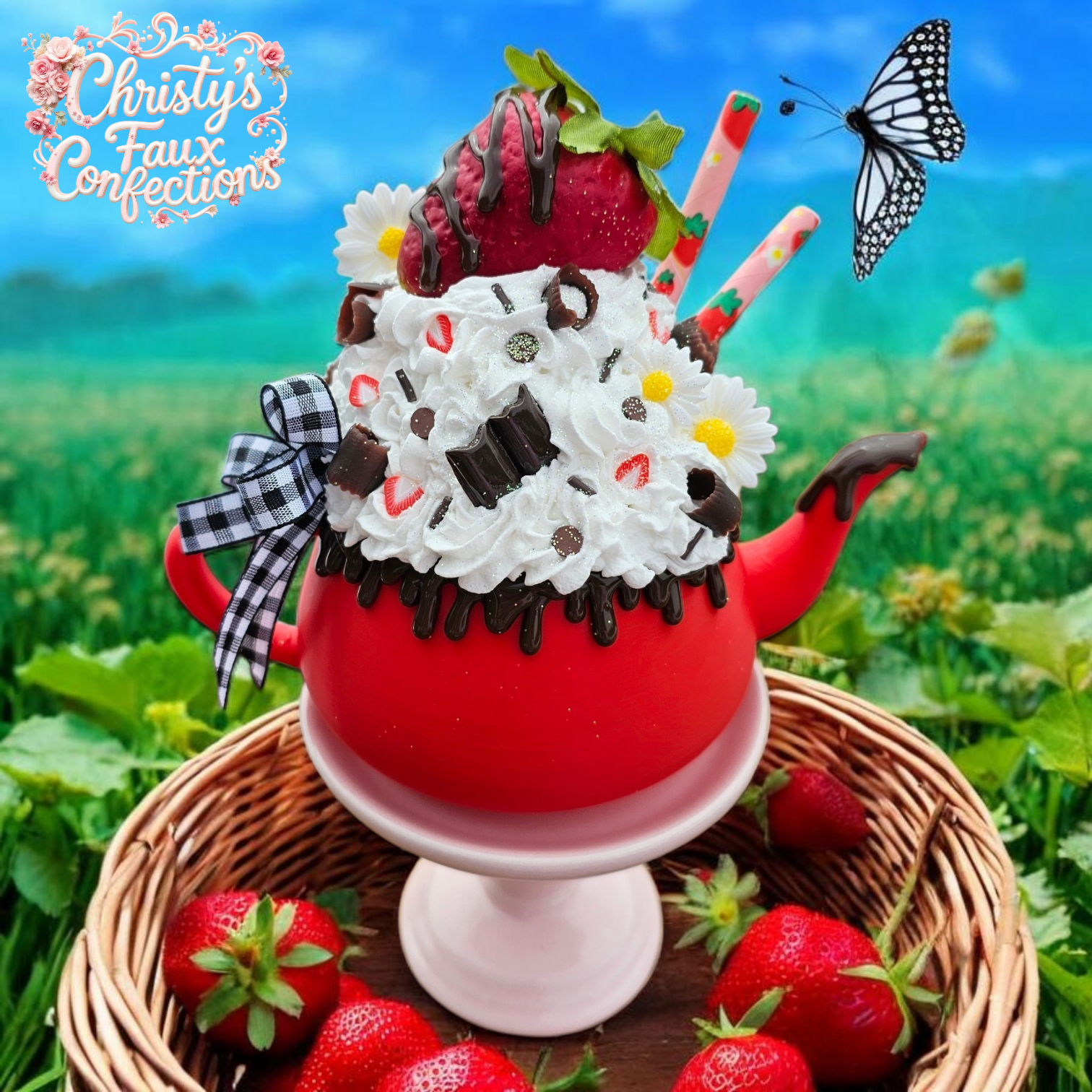 ❤️🍓Red Choc/Strawberry Tea Pot 🍓❤️