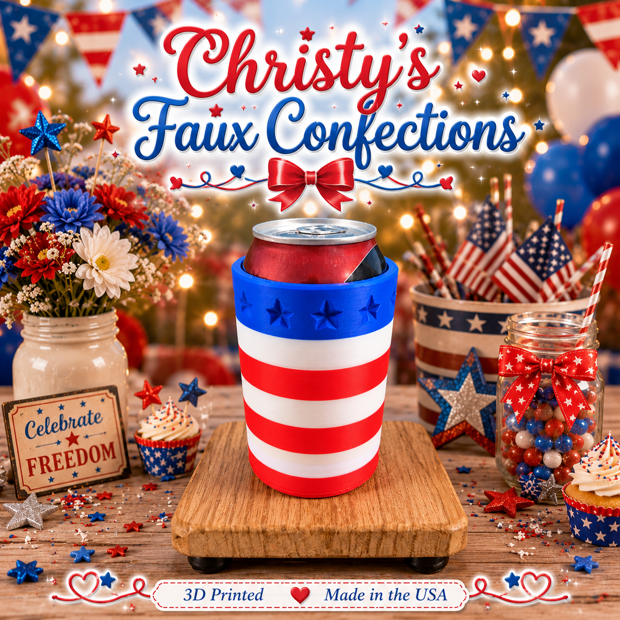 ❤️🤍💙 Patriotic Can Coozie💙🤍❤️