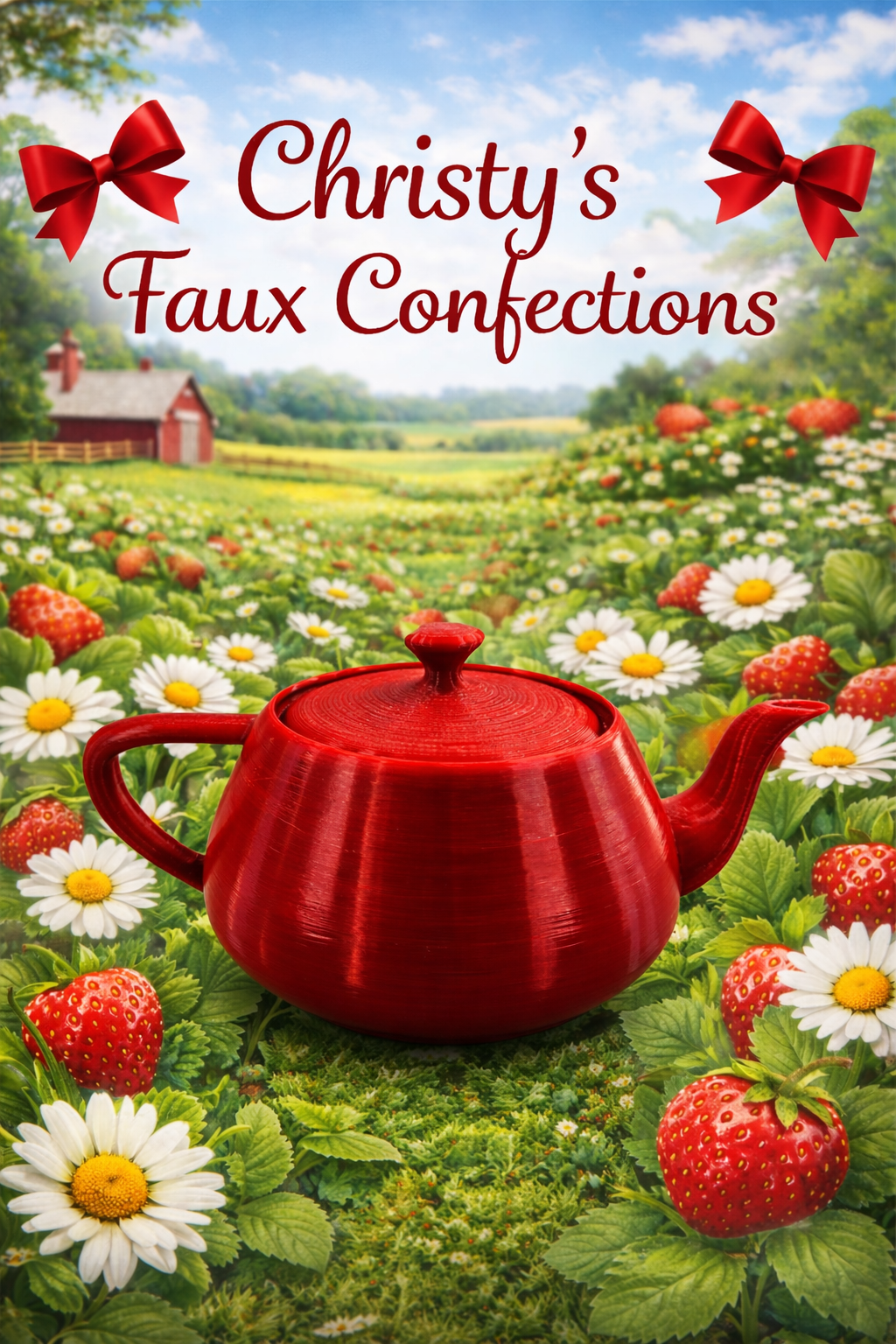 🍒🍓 Small Red 3D Printed Teapot 🍓🍒