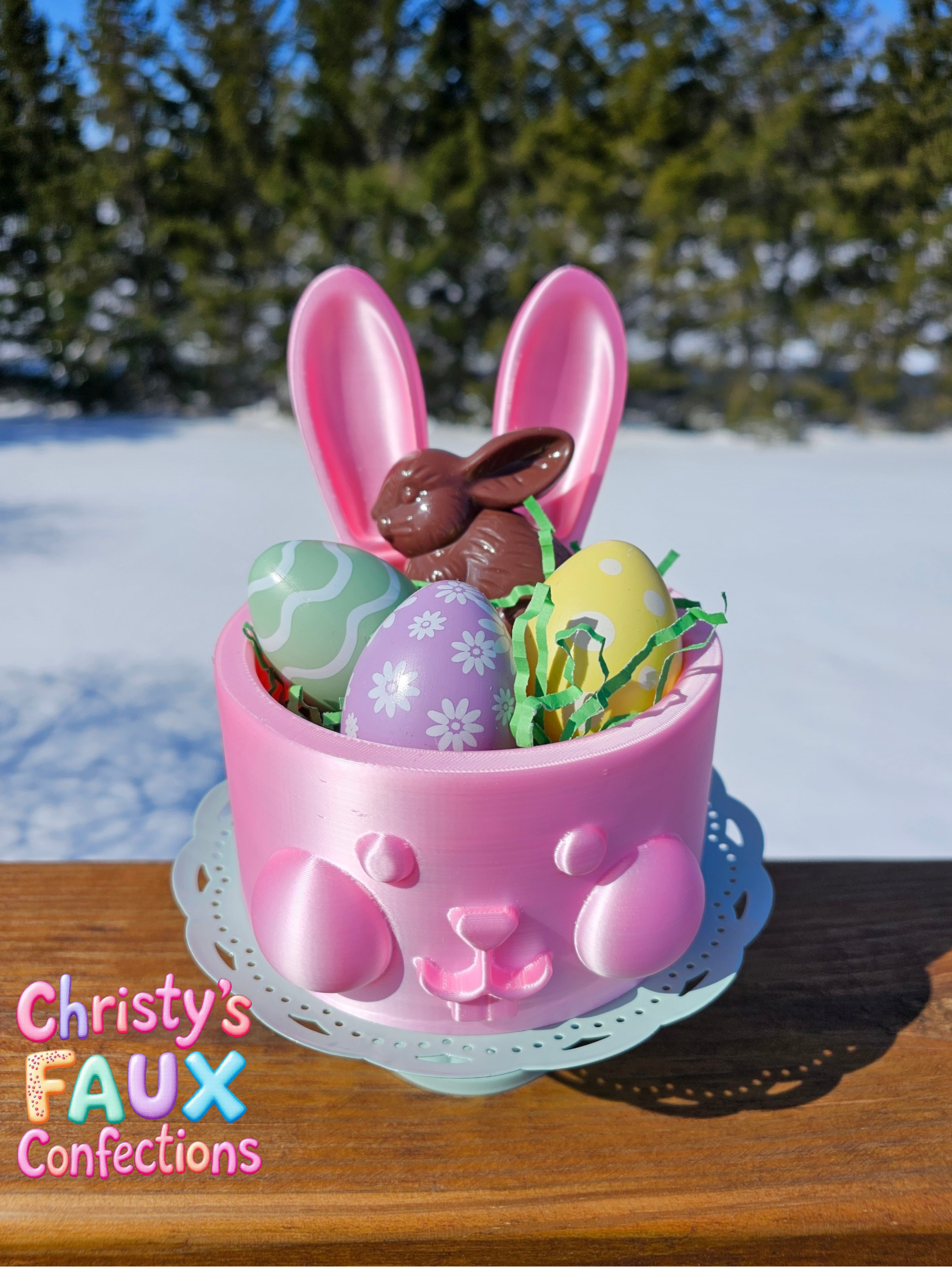 🩷🐰3D Pink Silk Easter Basket Set🐰🩷