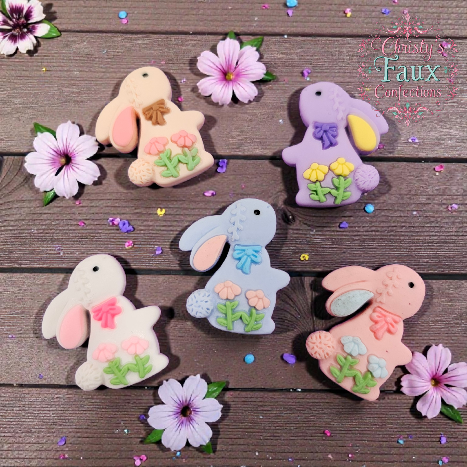 🐰💐Floral Bunny Cabochons 💐🐰