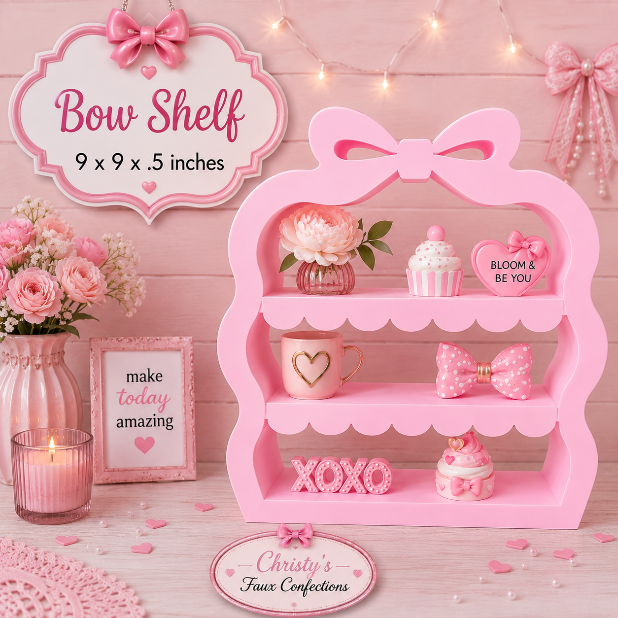 🎀Girls 3D Printed Bow Shelf🎀