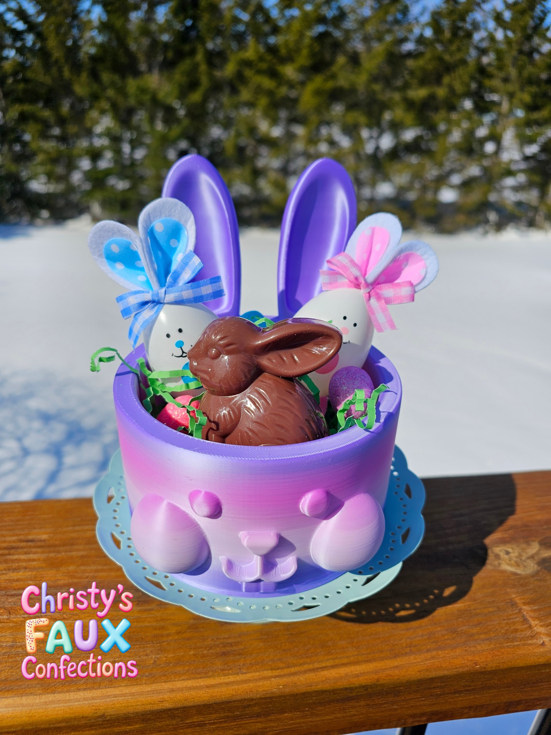 💜🐰3D Purple Ombre Easter Basket Set🐰💜