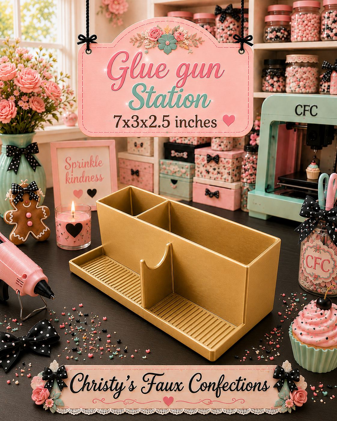 ✨️Gold 3D Printed Glue Gun Station ✨️