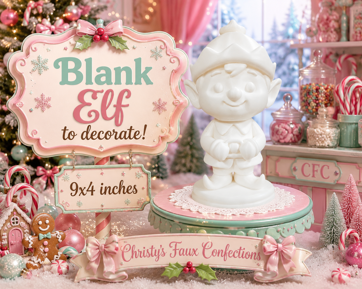 🎄3D Printed Blank Elf for Decorating🎄