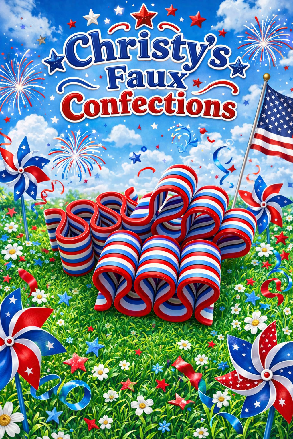 🇺🇲 3 D Printed Patriotic Ribbon Candy 3 Pc Set🇺🇲