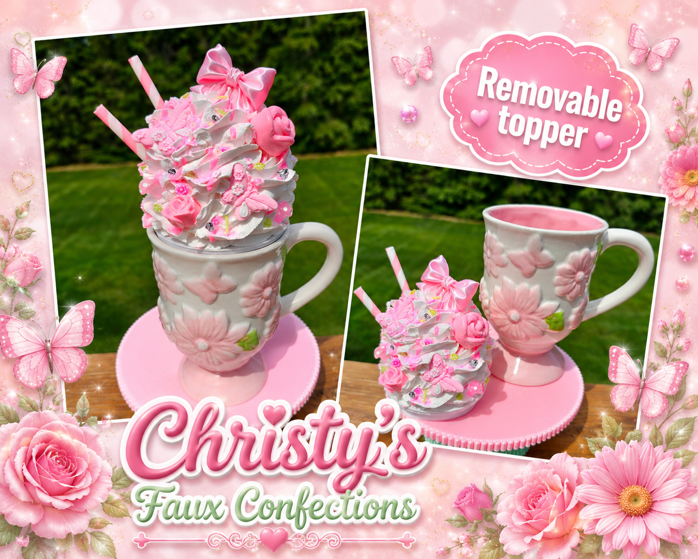 🌸Pink Summer Mug with Removable Topper🌸