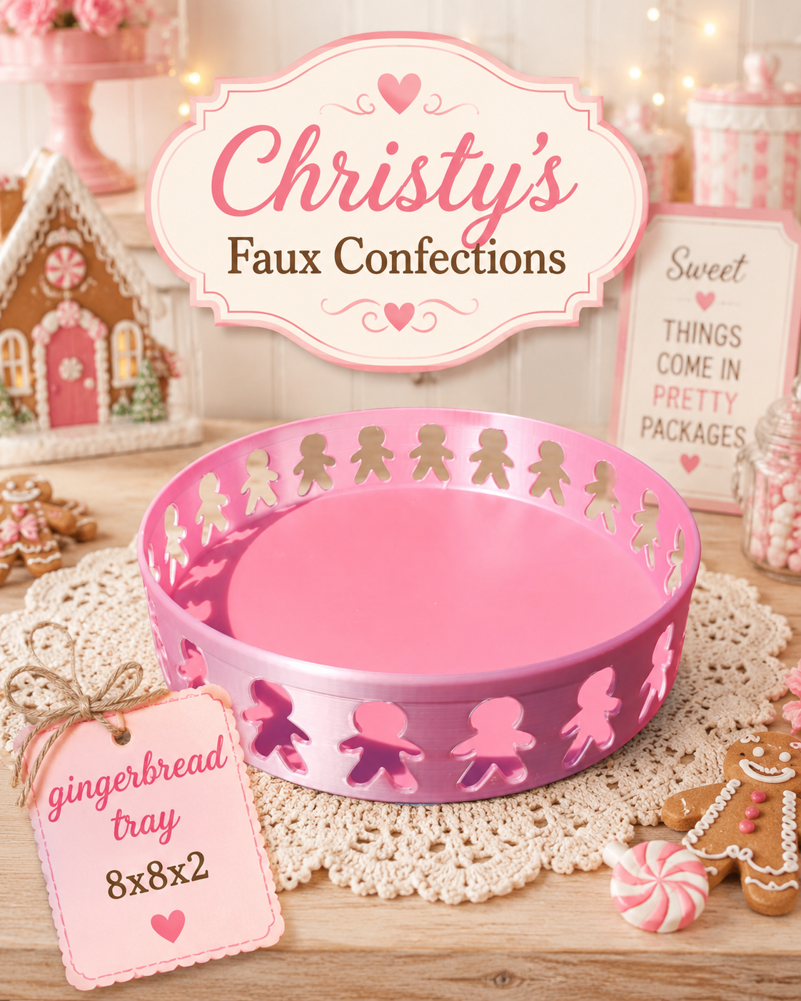 🩷🤎Pink Gingerbread Tray🤎🩷