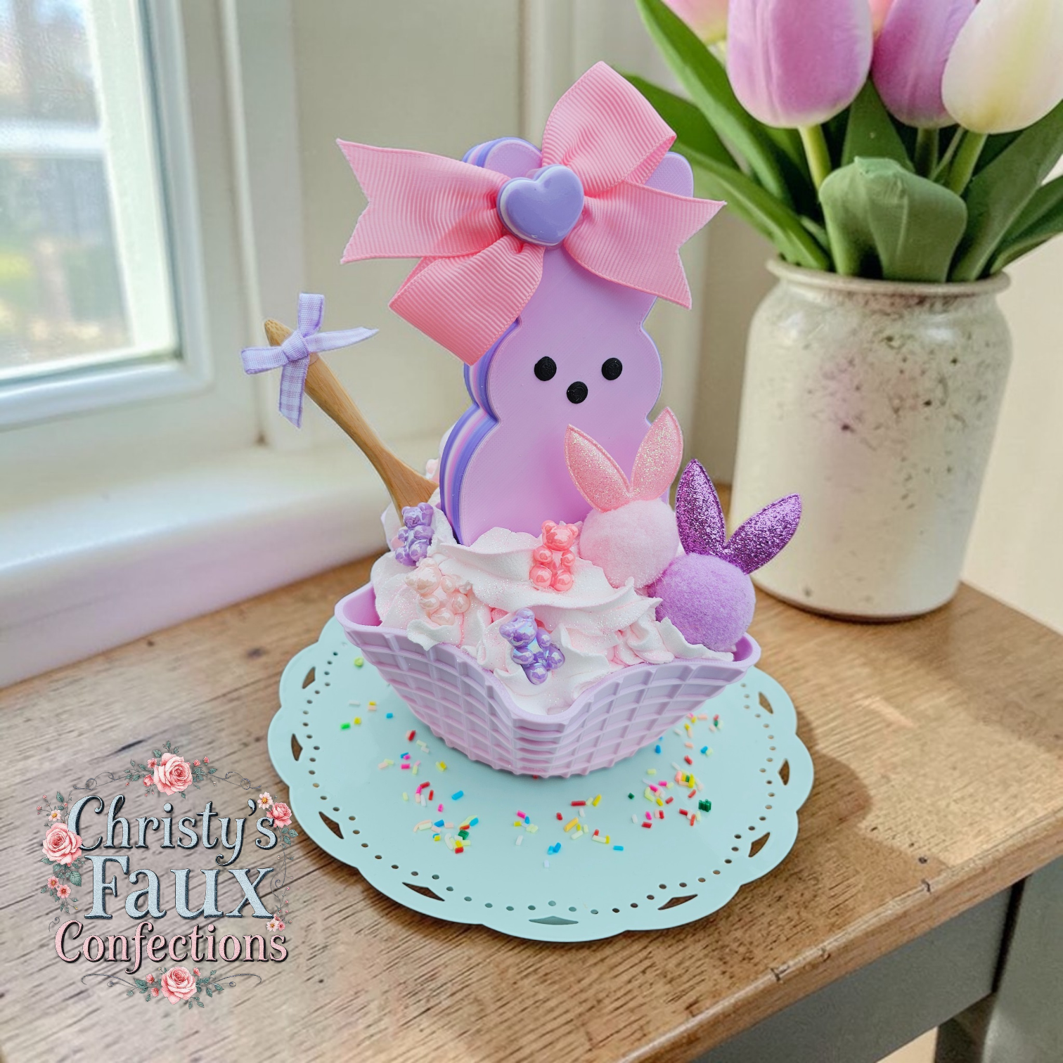 💜🍨🐰Lavender Peeps Waffle Bowl💜🍨🐰