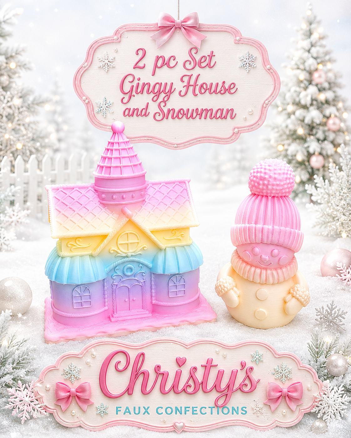 ☃️🏠3D Printed Gingerbread House & Snowman Set🏠☃️