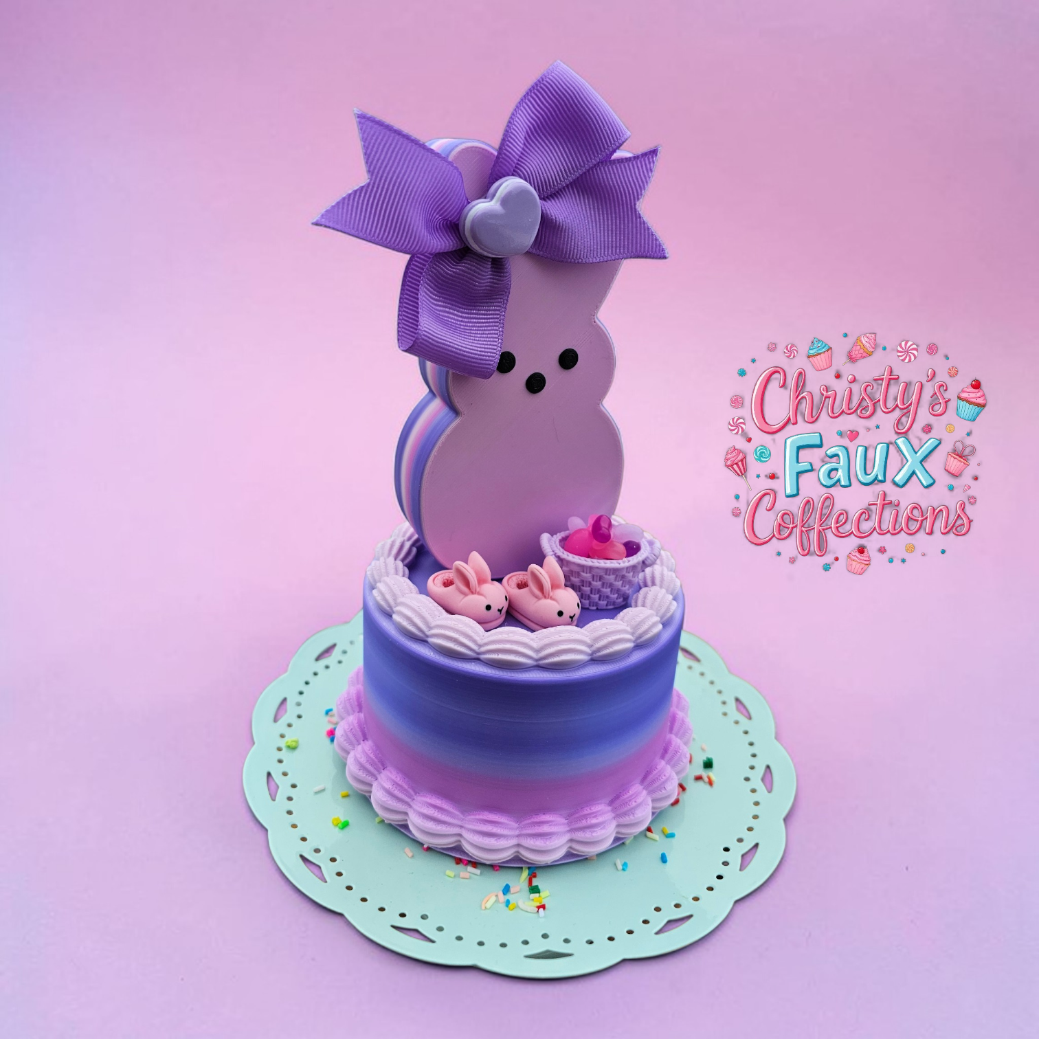 💜🎂🐰Lavender Peeps Bunny Cake🐰🎂💜
