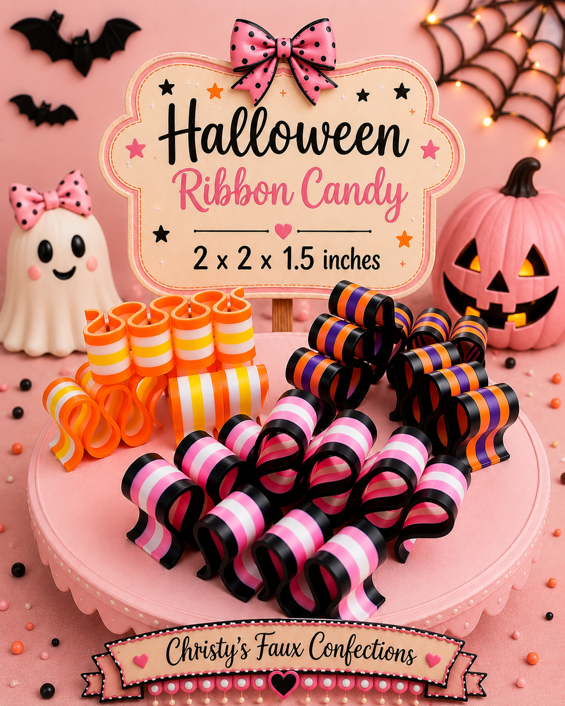 🍬🍭🎃3D Printed Halloween Ribbon Candy Set of 3🎃🍭🍬