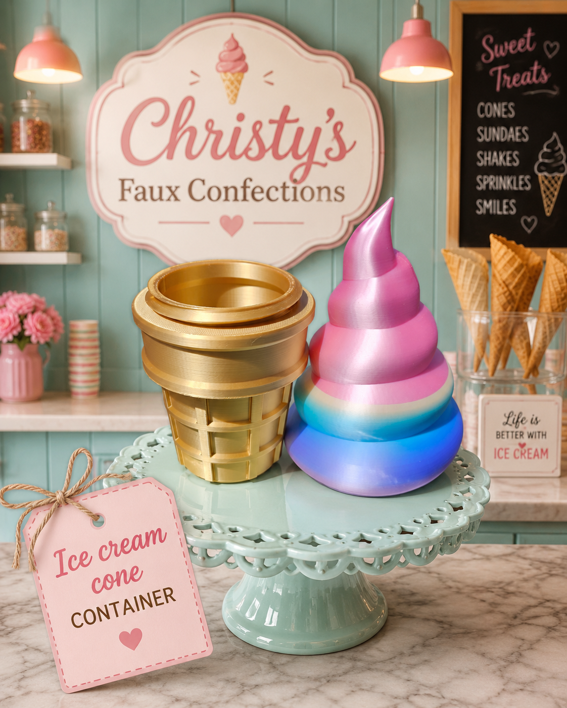 🩷🍦3D Printed Ice Cream Cone Container🍦🩷