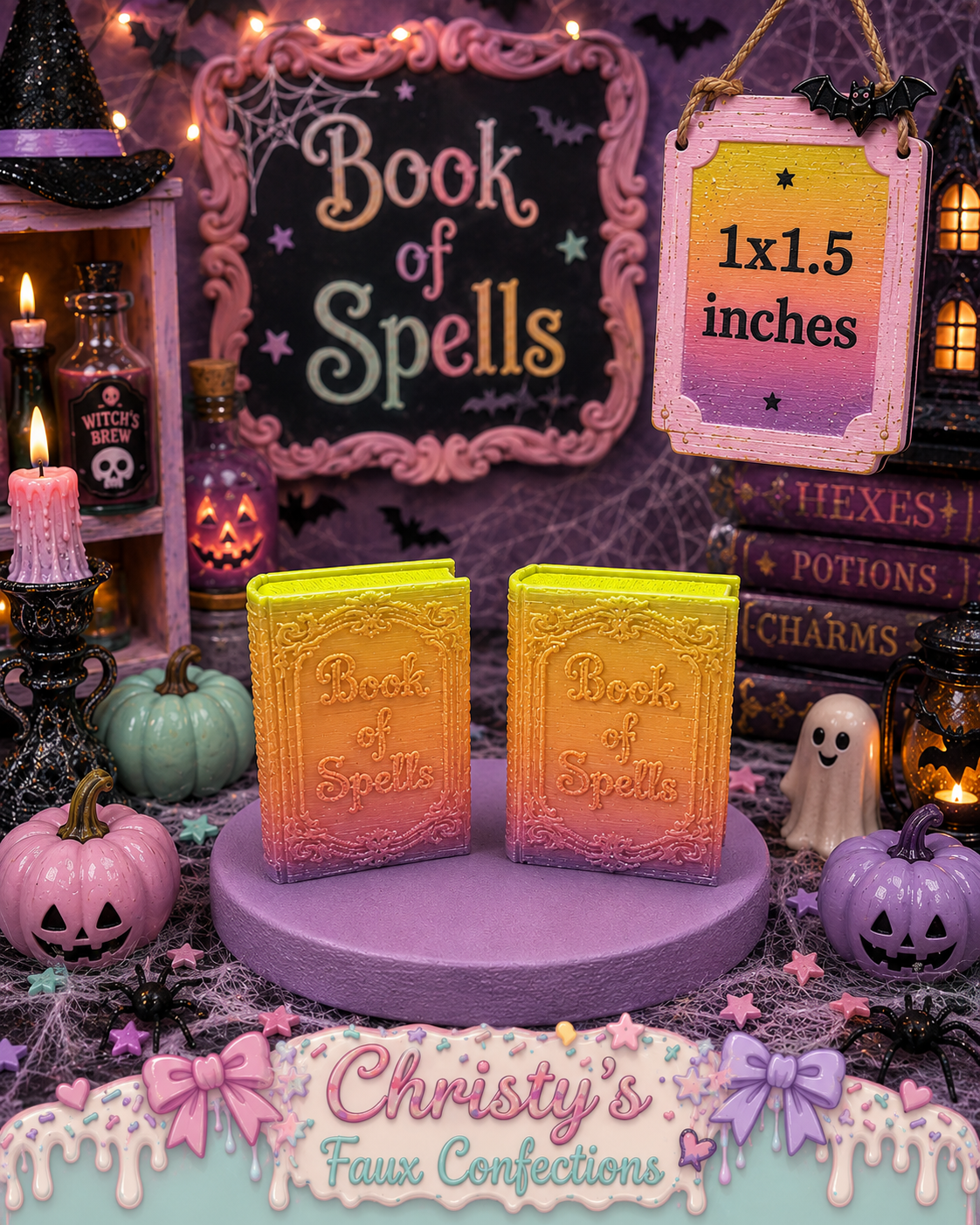 🎃📙Mini 3D Printed Book of Spells 2 pc Set📙🎃