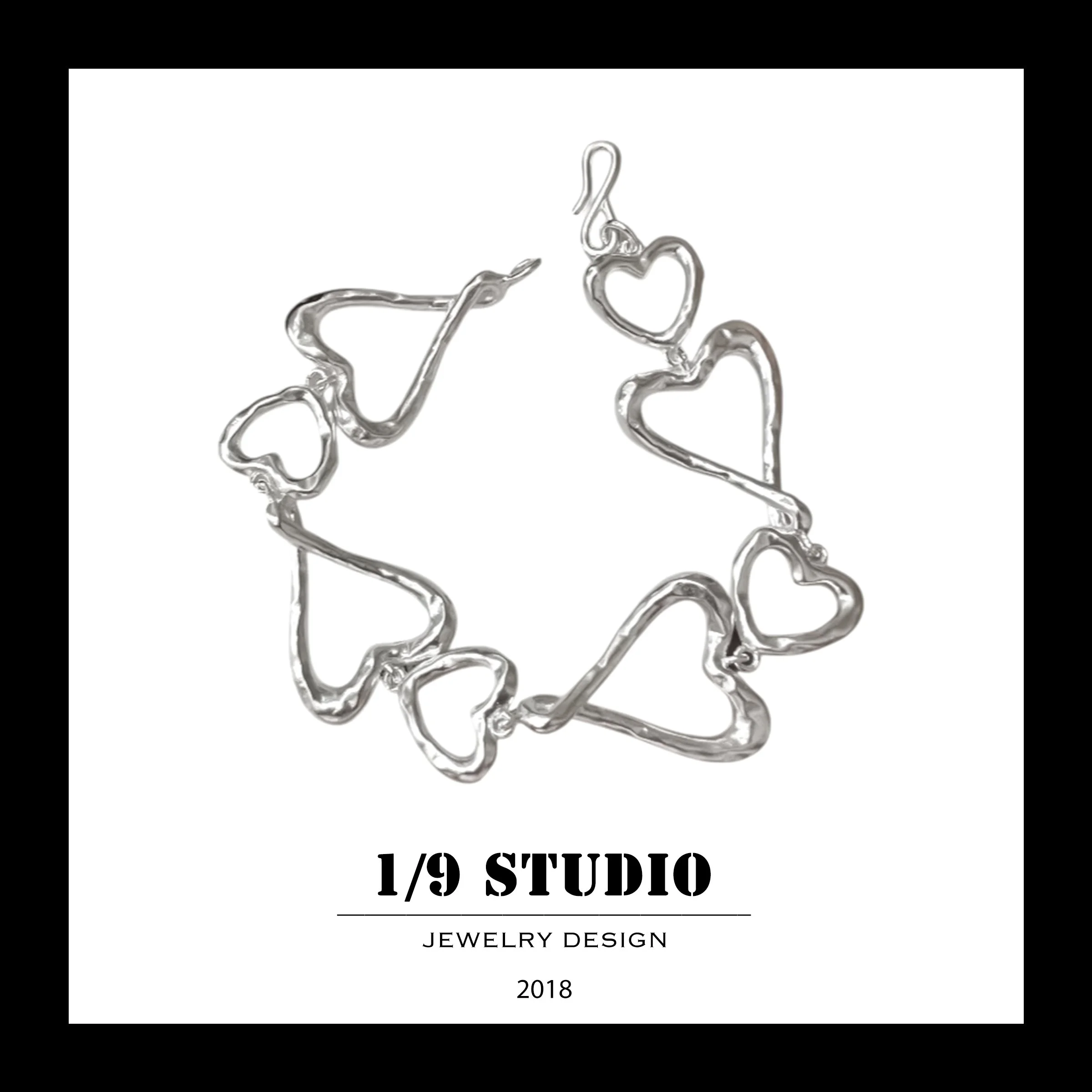 Irregular Open Heart Chain 925 Sterling Silver Adjustable Bracelets