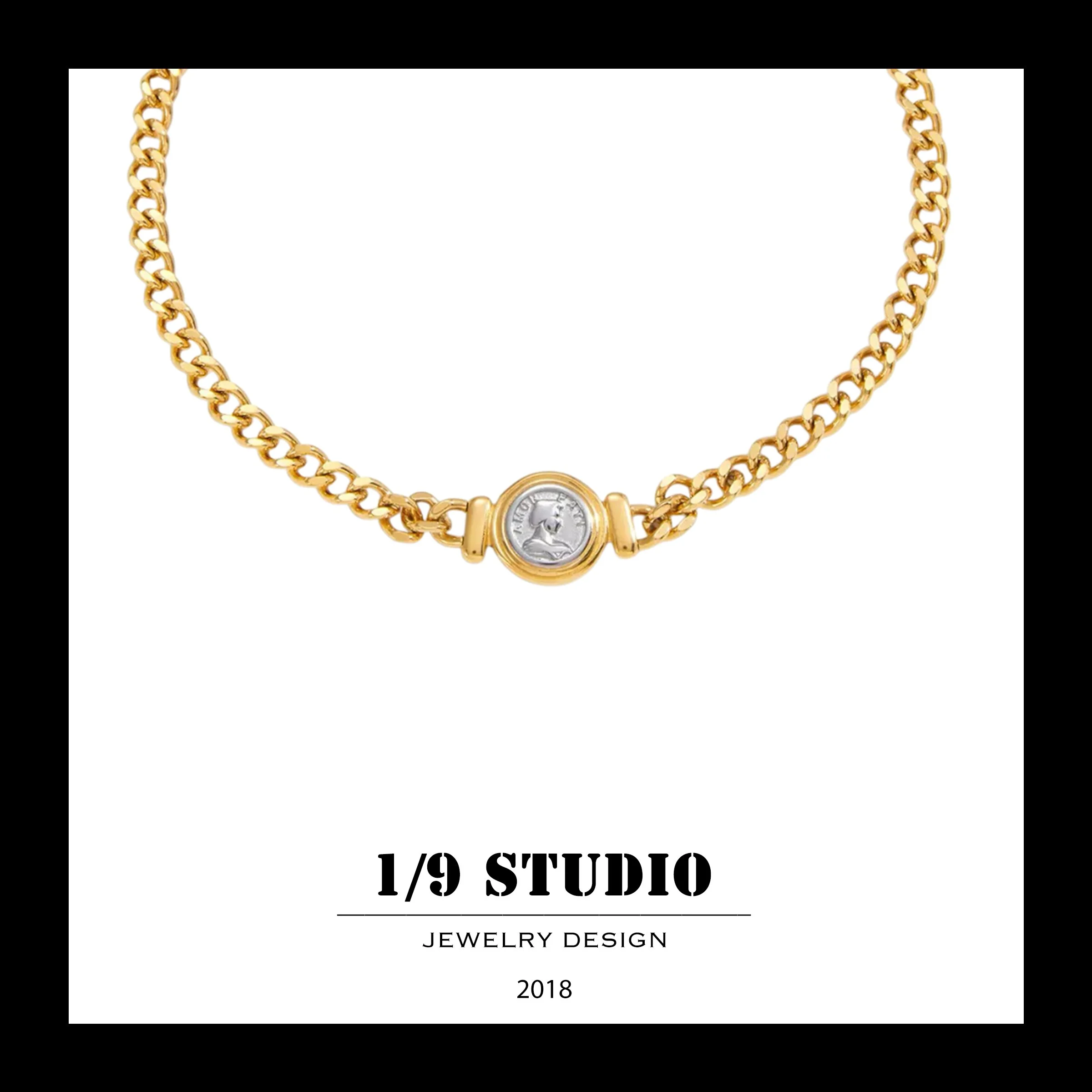 Gilded Muse Coin Choker 18K Gold Filled Stainless Steel Adjustable Necklace