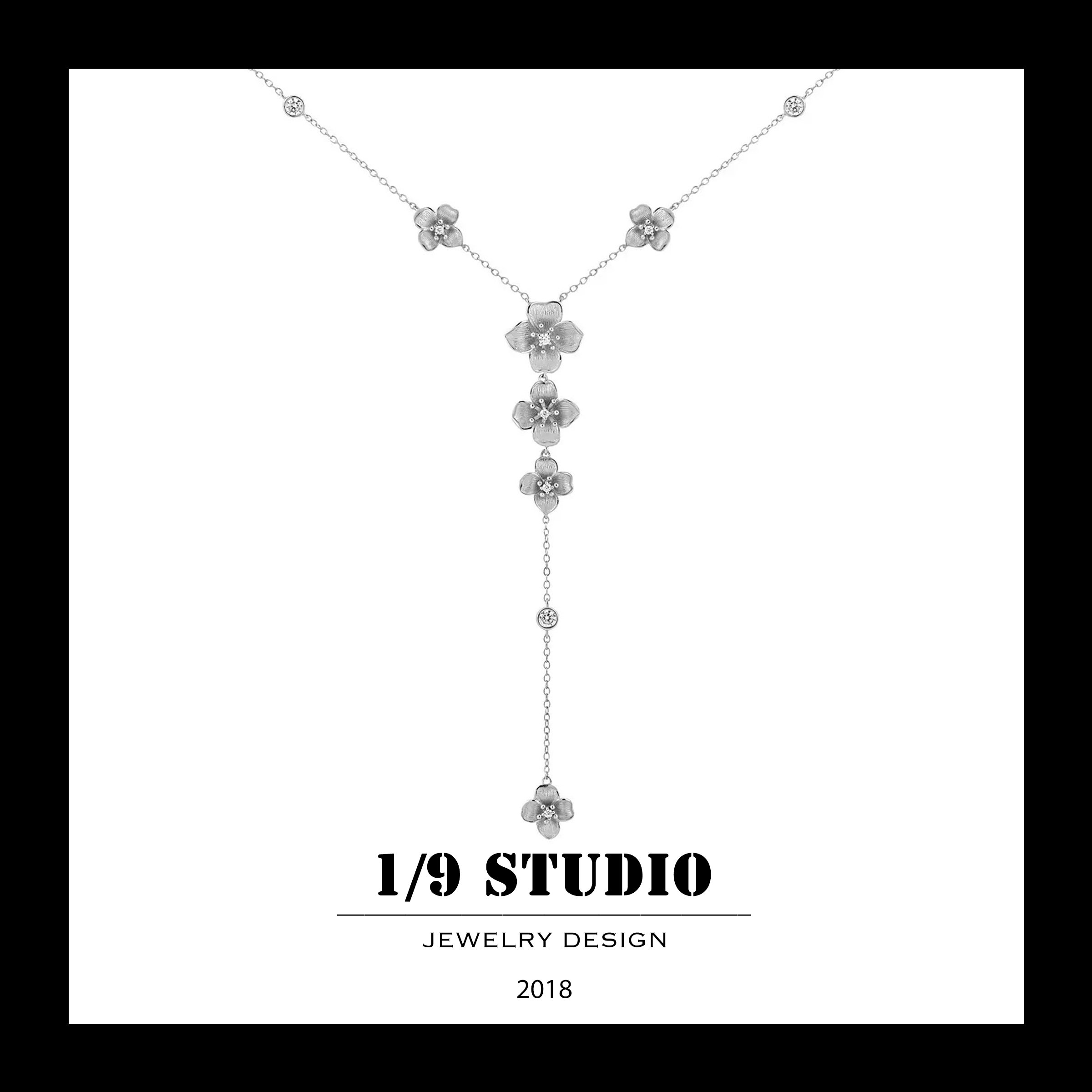 Silver Bloom Petal Y-Drop 925 Sterling Silver Adjustable Necklace