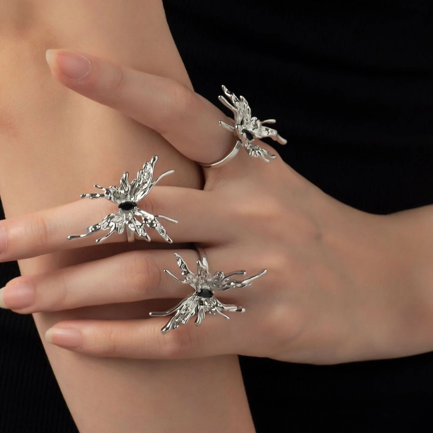 #butterflyring #butterflies #handmadering #y2krings #y2k #y2kfashion #ring #silverring