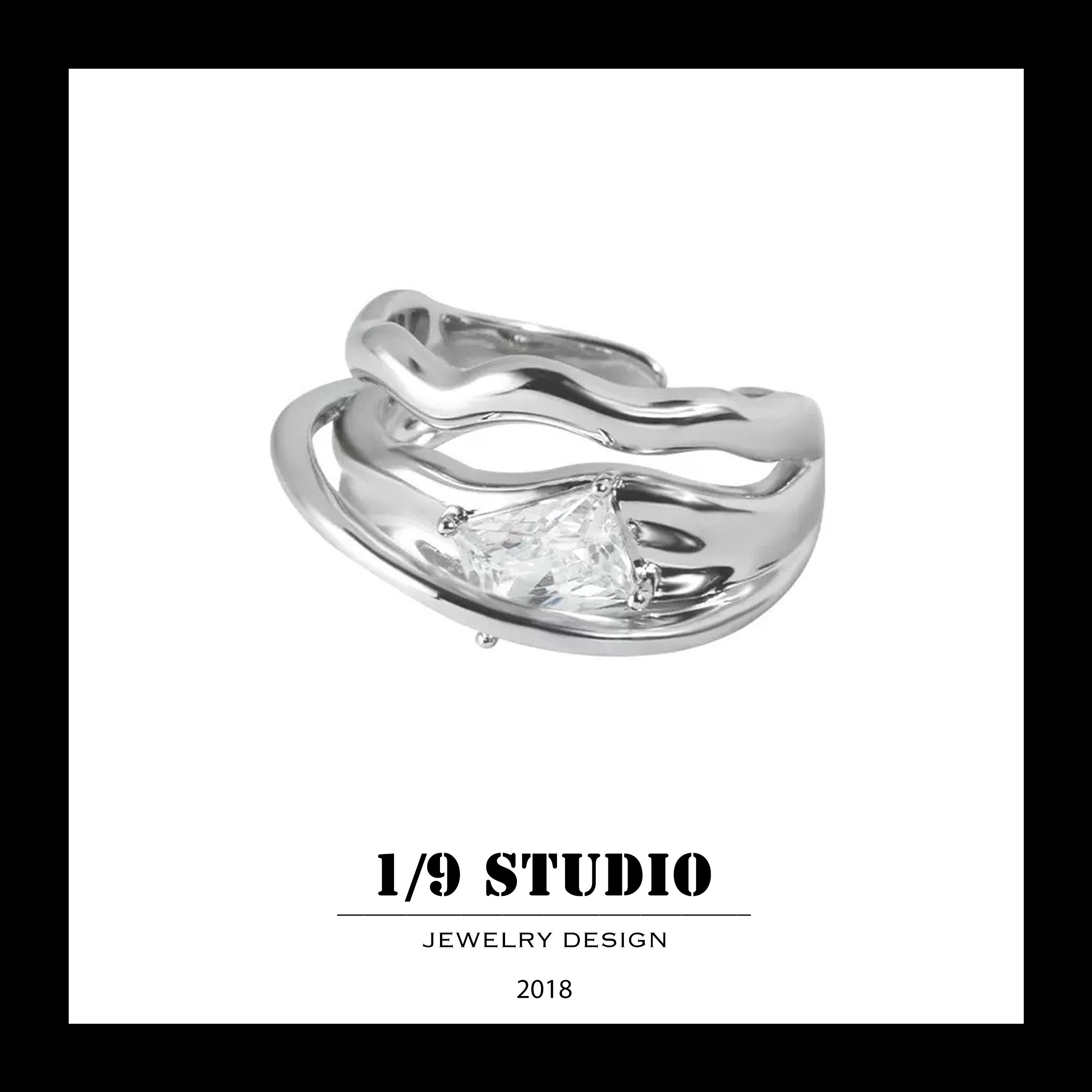 1/9 Studio 925 Sterling Silver Adjustable Ring