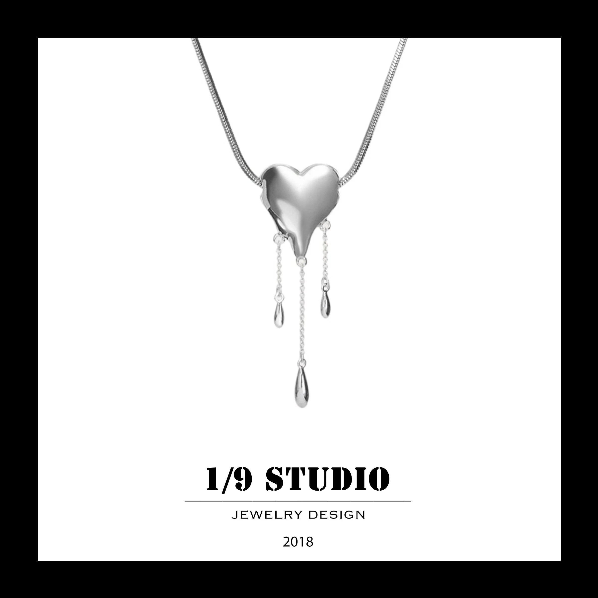Liquid Drip Heart Silver Adjustable Necklace