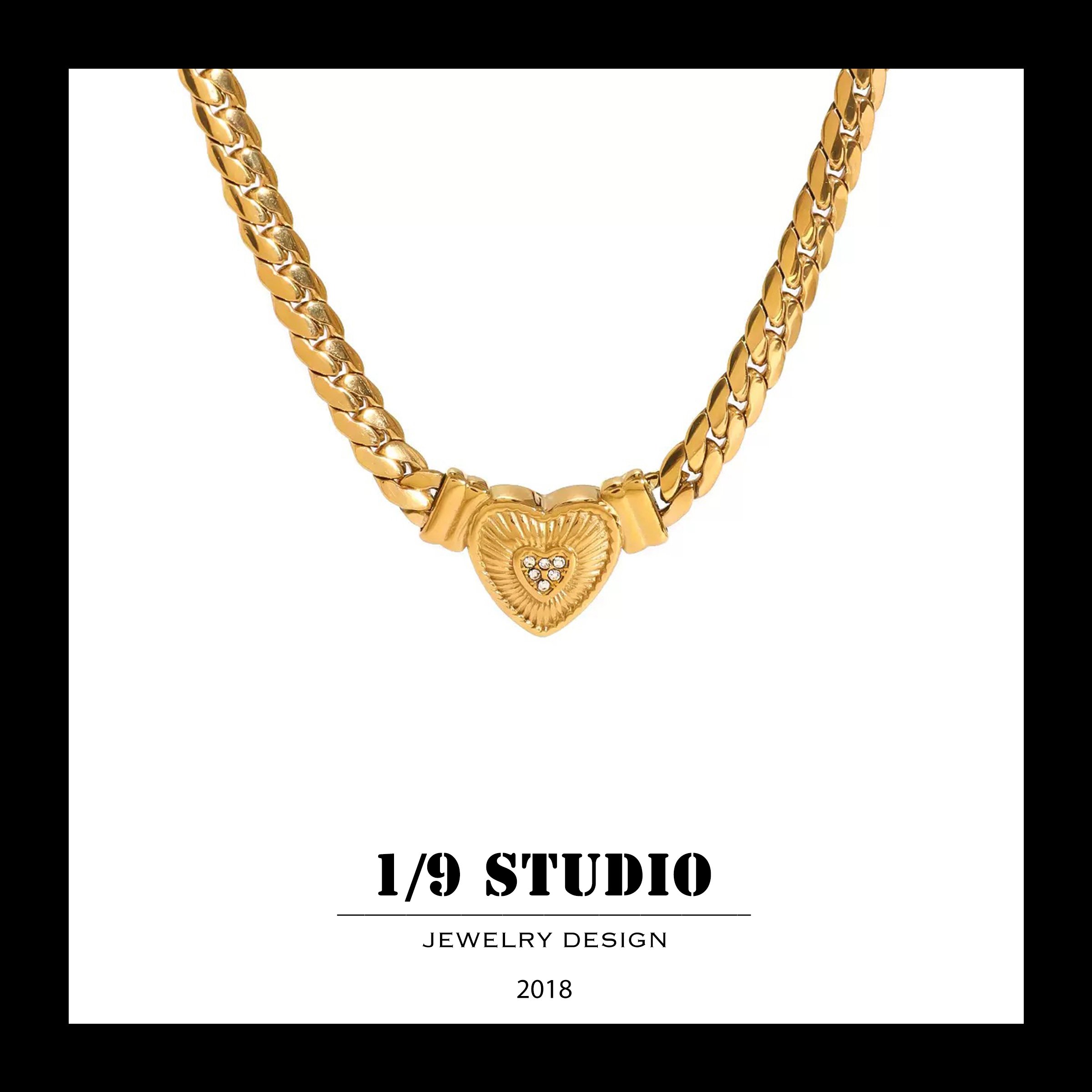 Gilded Heart Core Chain 18K Gold Filled Stainless Steel Adjustable Necklace