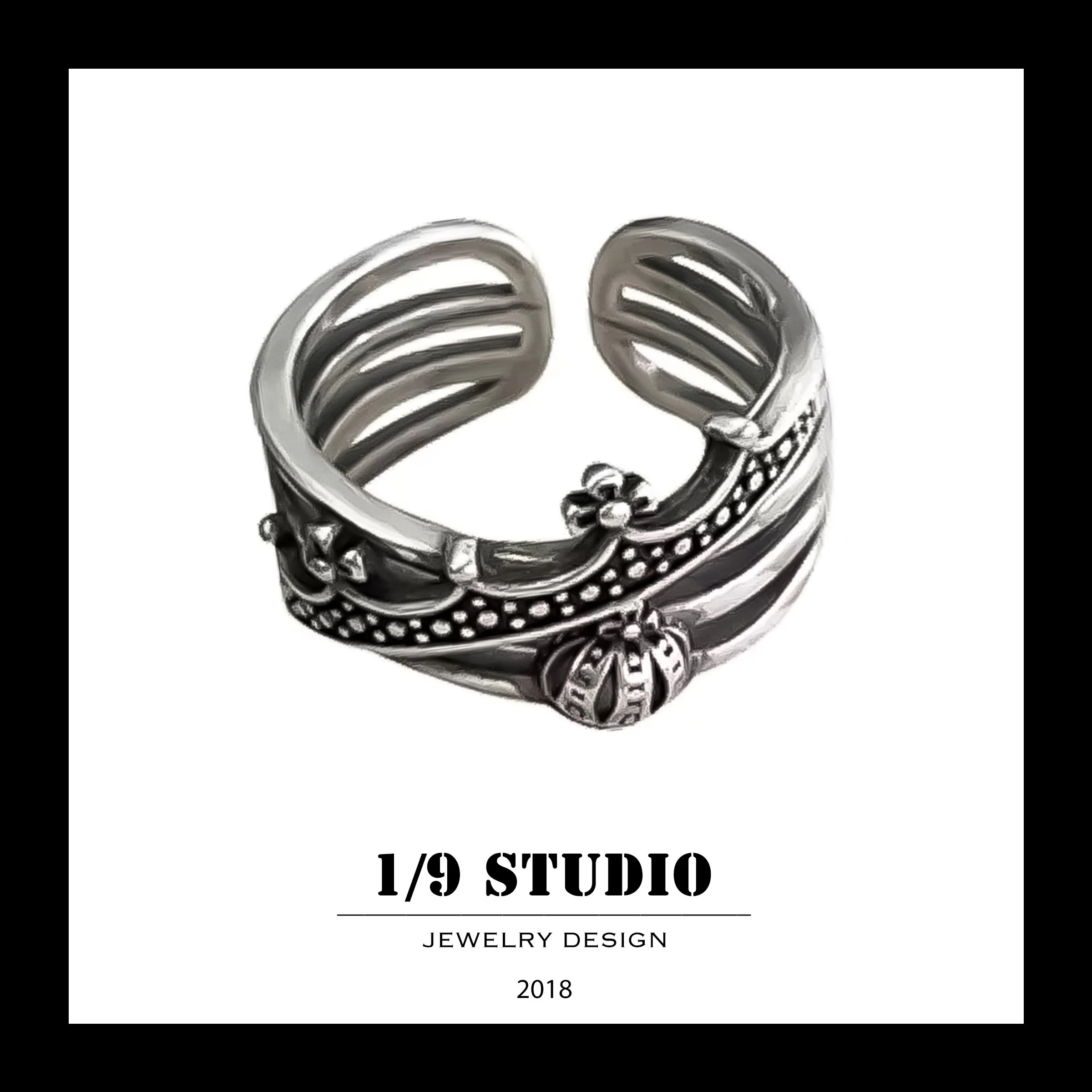 1/9 Studio 925 Sterling Silver Adjustable Ring