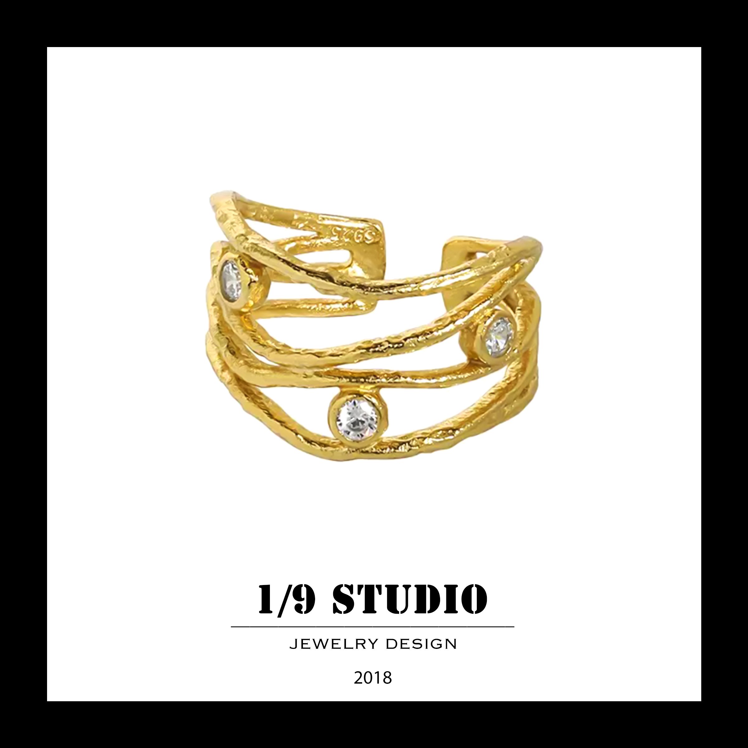 Orbit Flow 18K Gold Filled Adjustable Ring