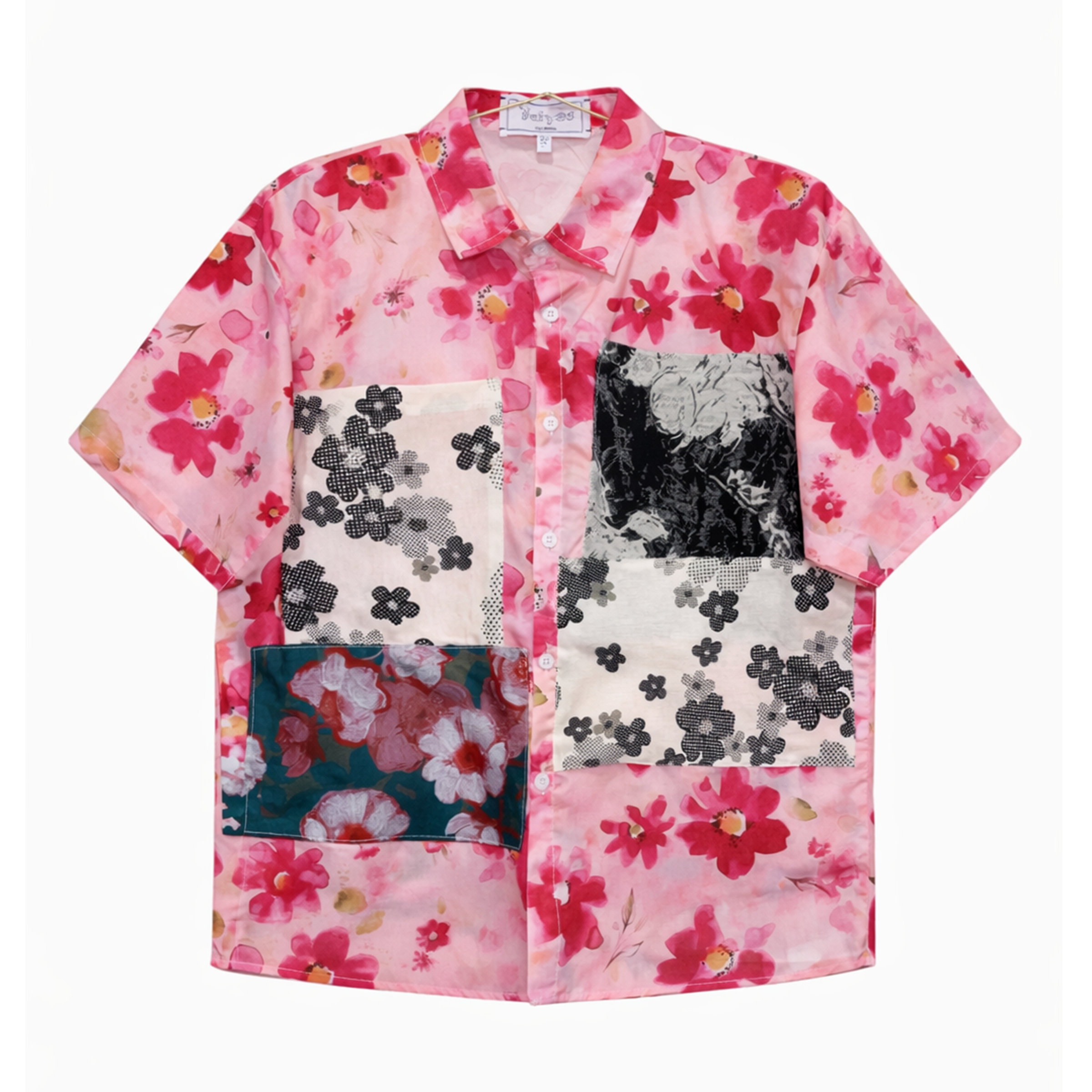 Handmade Short Sleeves Pink Shirt