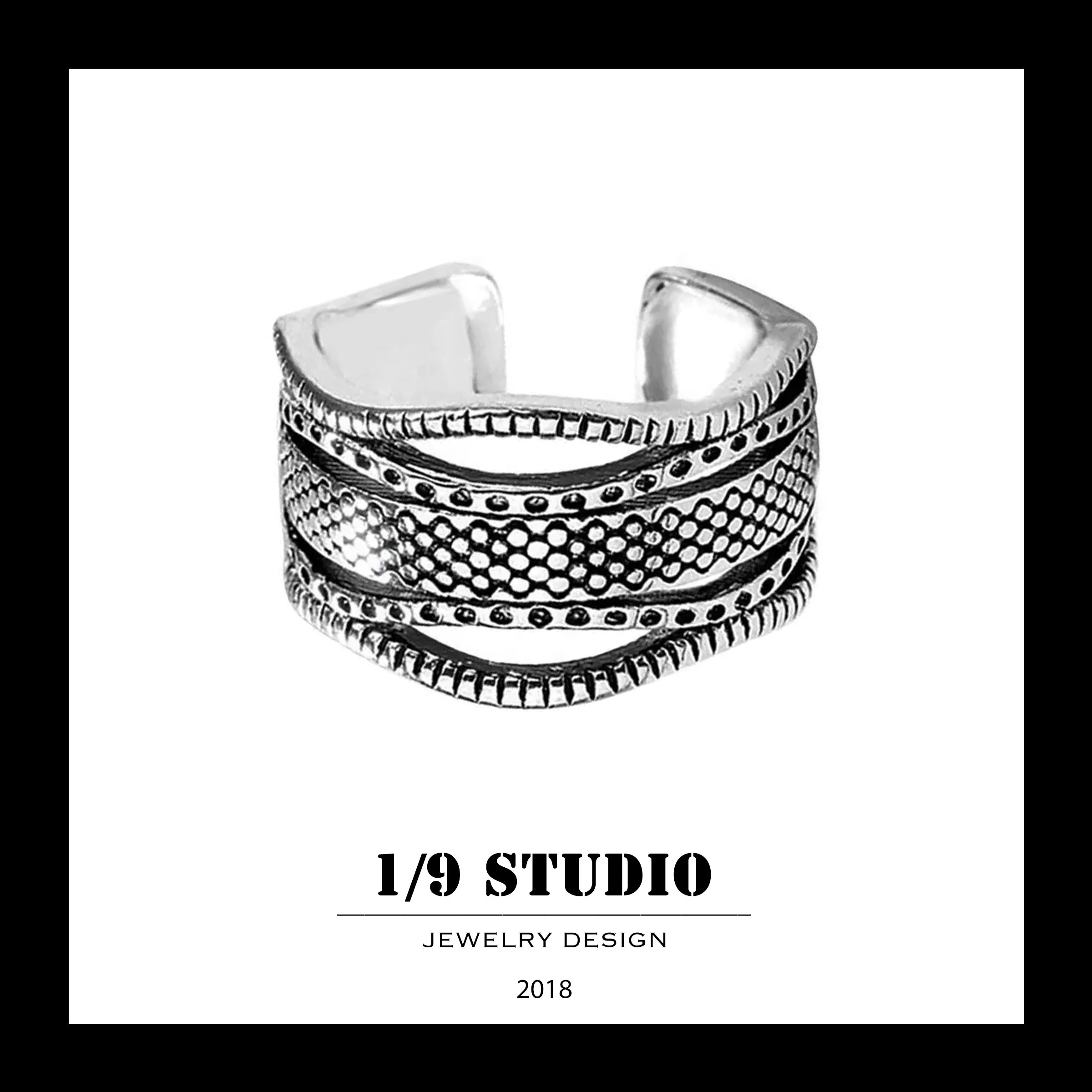 1/9 Studio 925 Sterling Silver Adjustable Ring