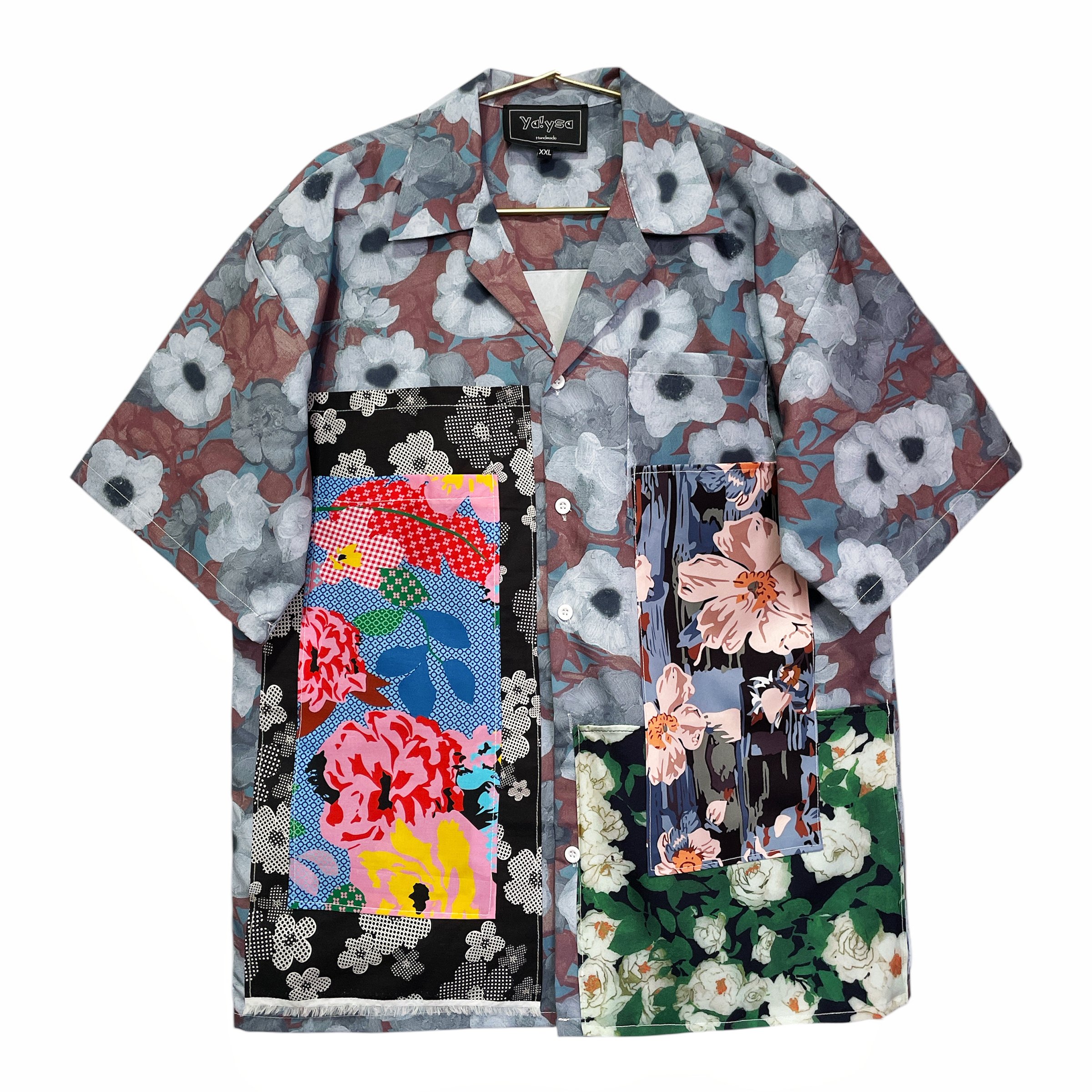 Handmade Short Sleeves Gray Shirt