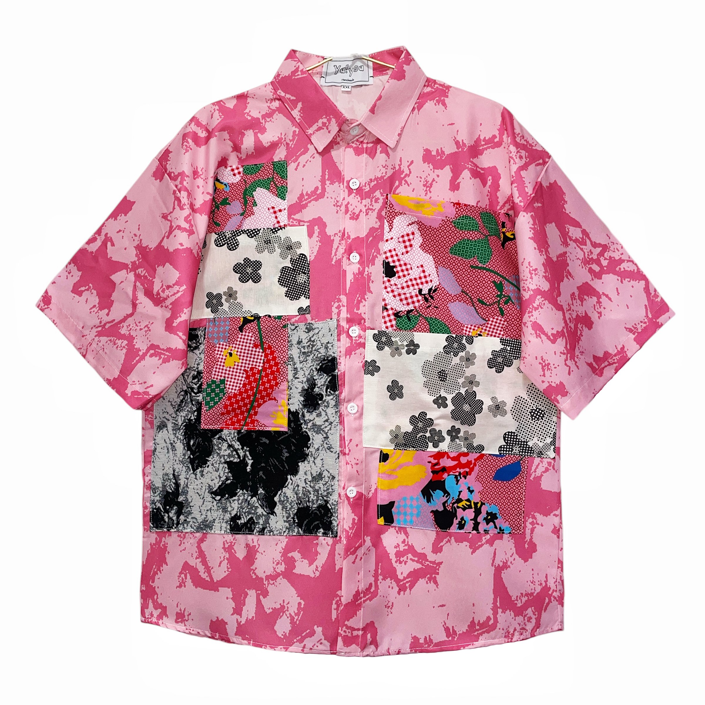 Handmade Short Sleeves Pink Shirt