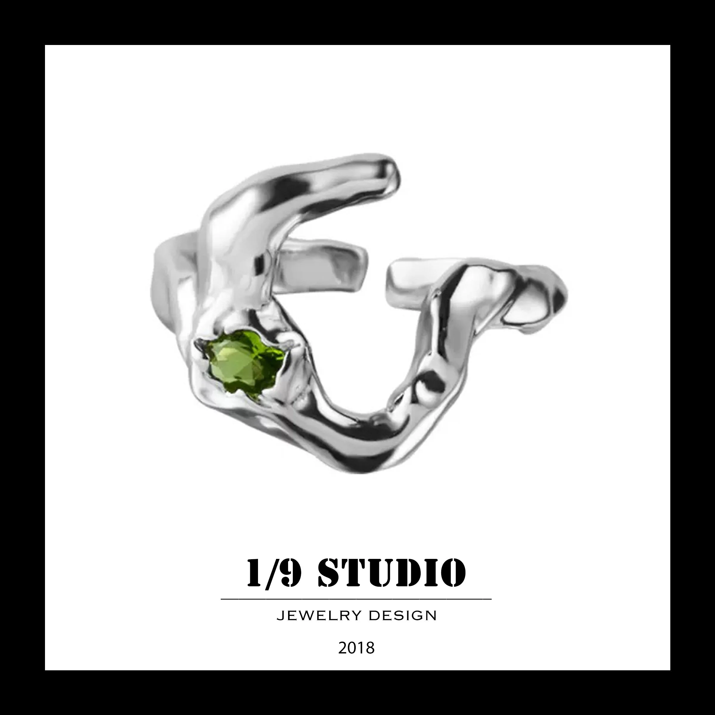 Verdant Wing 925 Sterling Silver  With Peridot Adjustable Ring