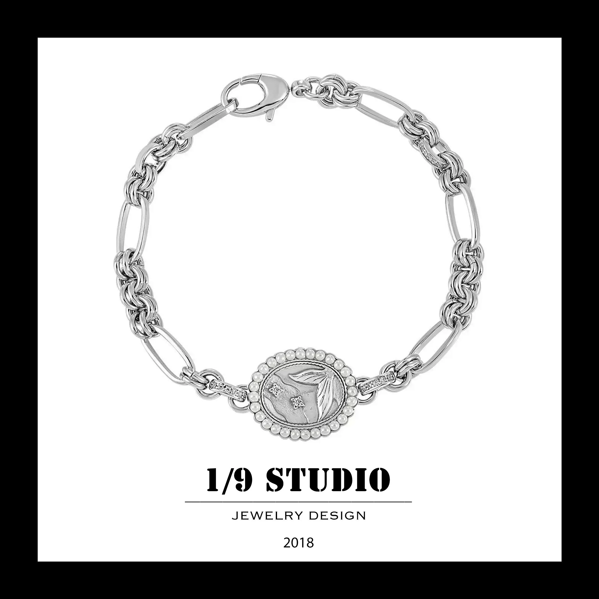 Vintage Goddess Medallion Chain 925 Sterling Silver Adjustable Bracelets