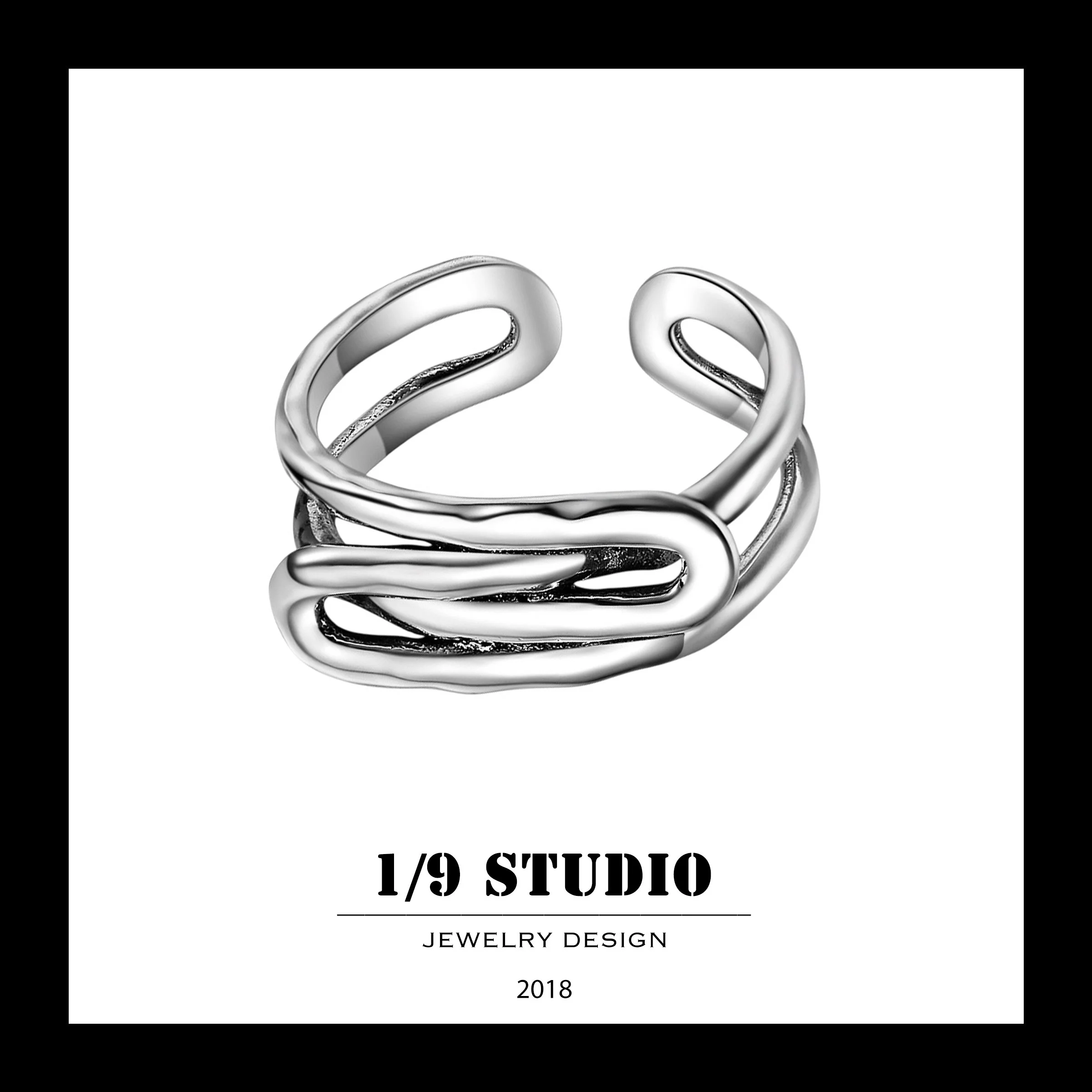 1/9 Studio 925 Sterling Silver Adjustable Ring