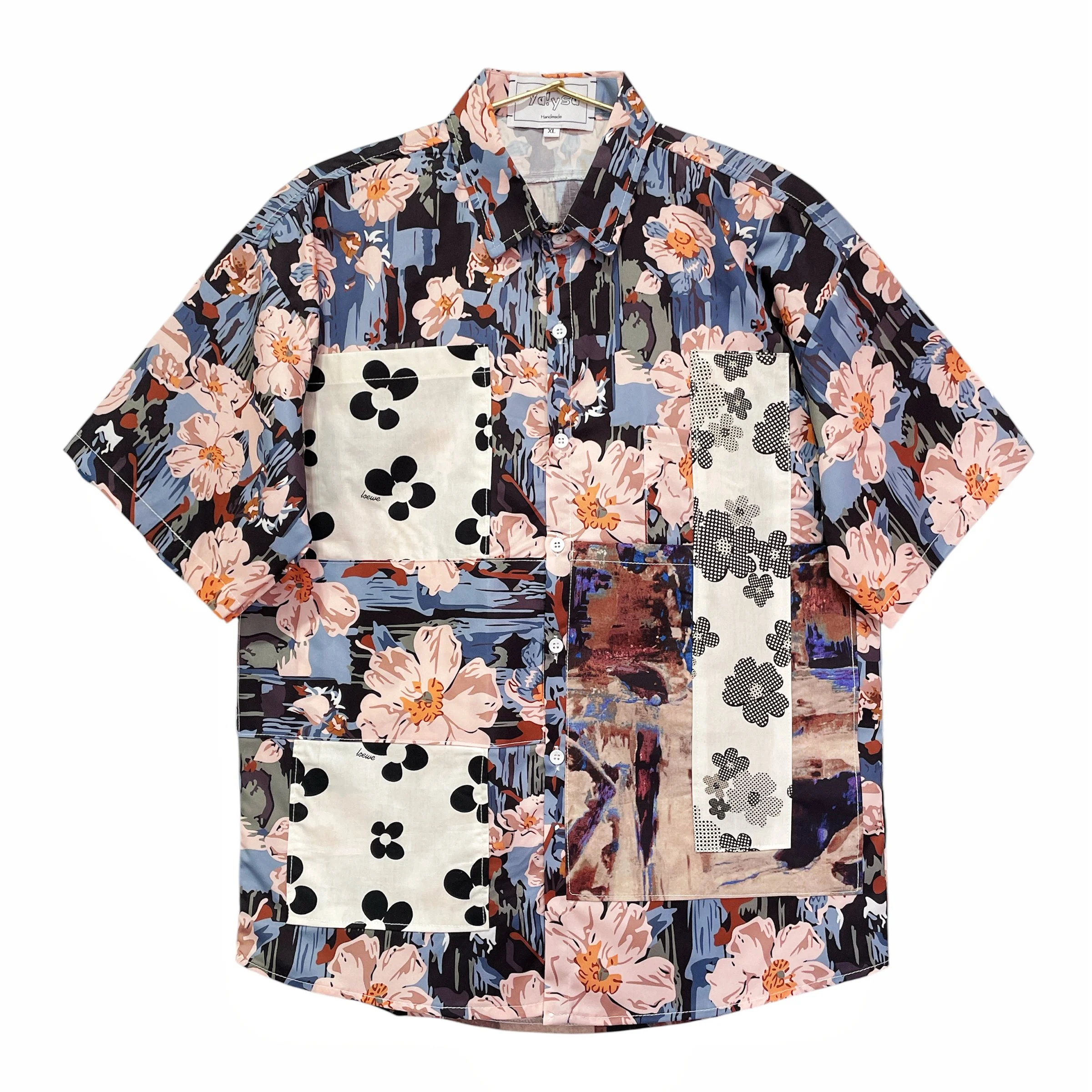 Handmade Short Sleeves Blue Shirt