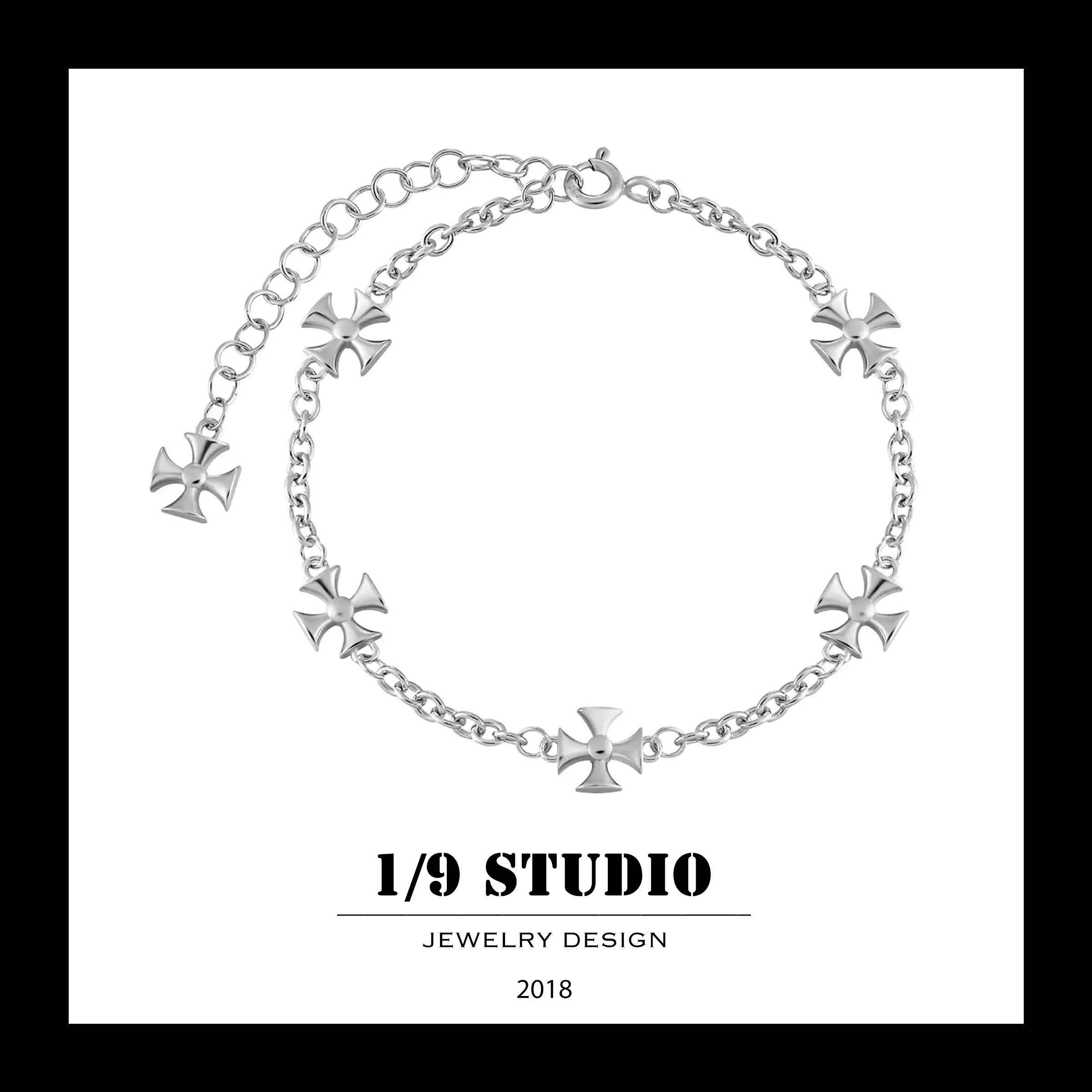 Minimal Punk Chain Design 925 Sterling Silver Adjustable Bracelets
