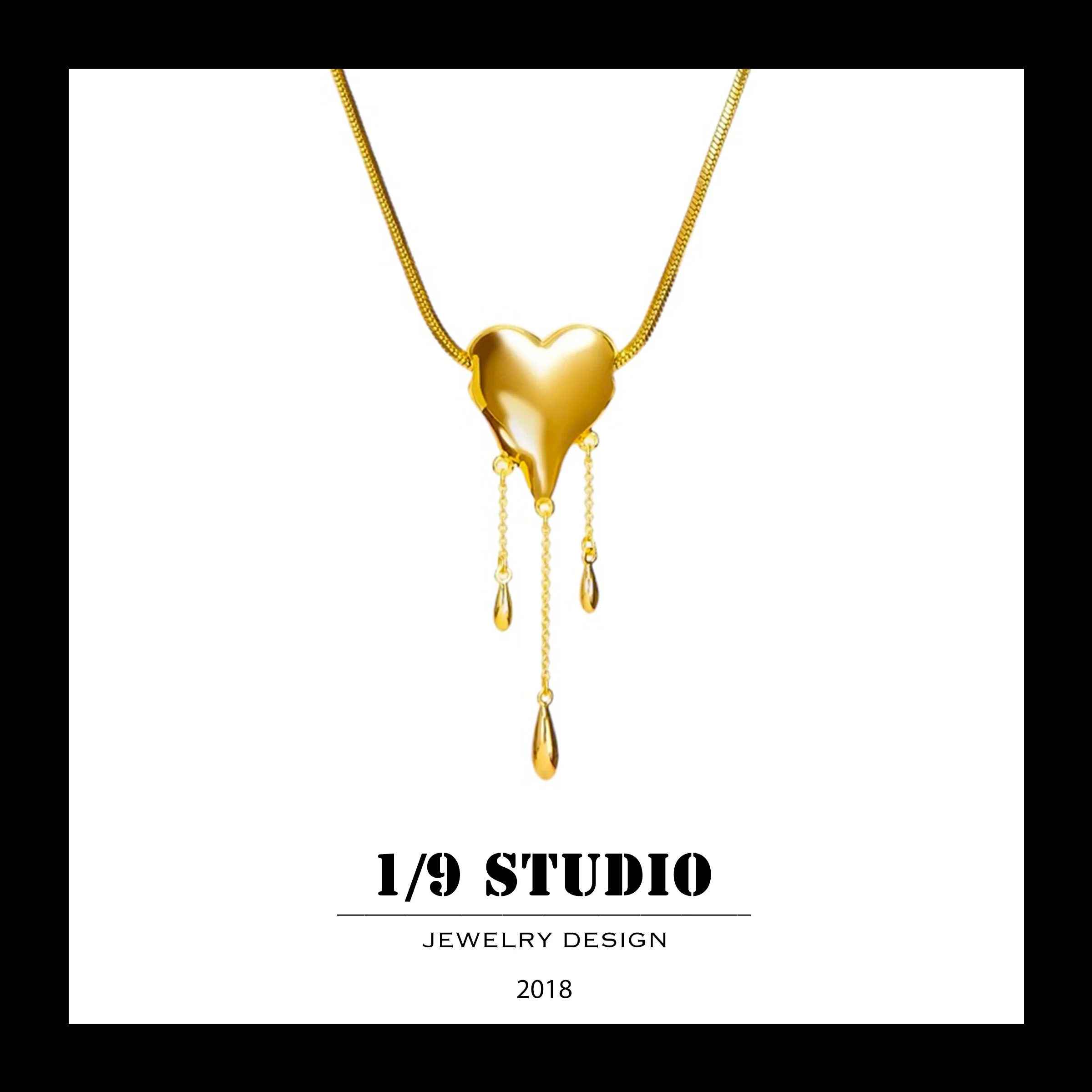 Dripping Heart 18K Gold Filled Stainless Steel Adjustable Necklace