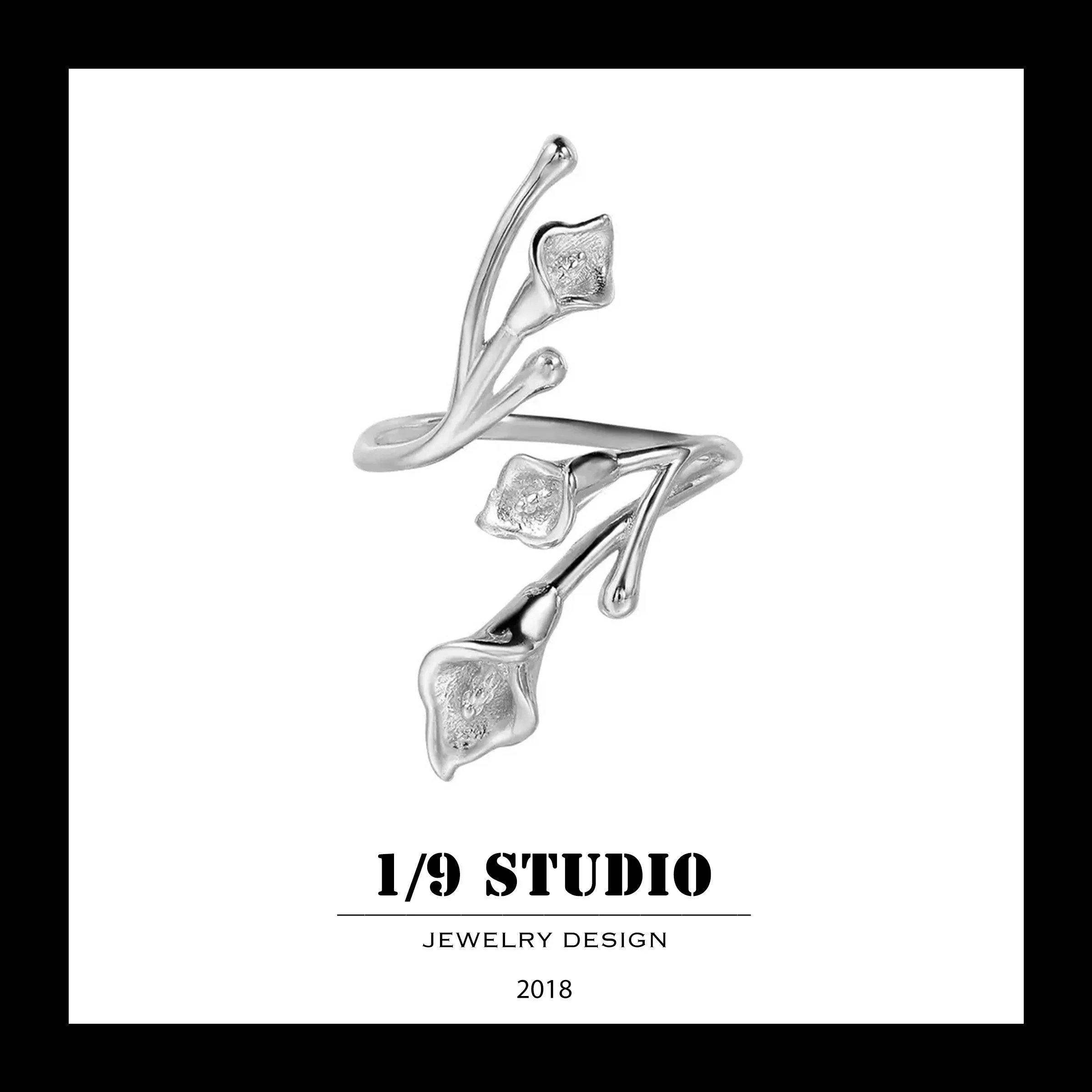1/9 Studio 925 Sterling Silver Adjustable Ring