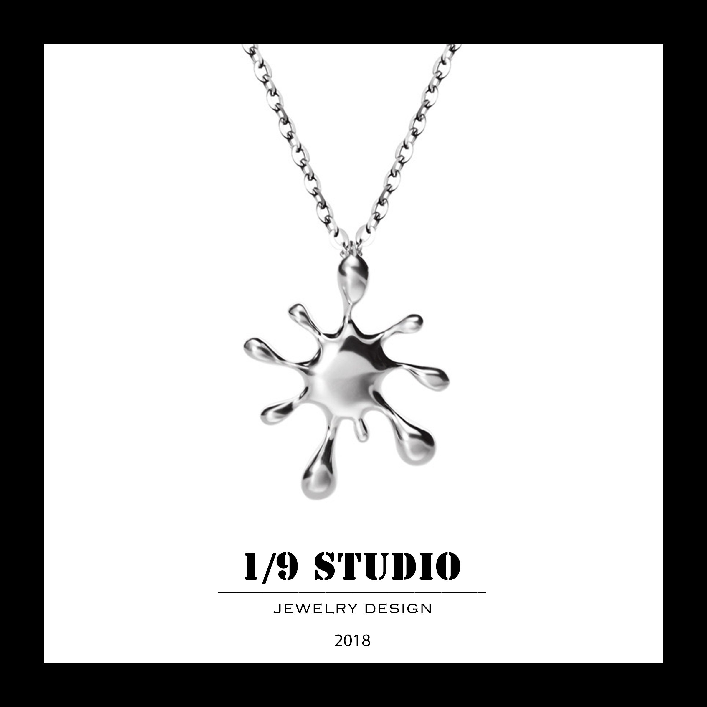 Liquid Splash Silver Pendant Silver Adjustable Necklace