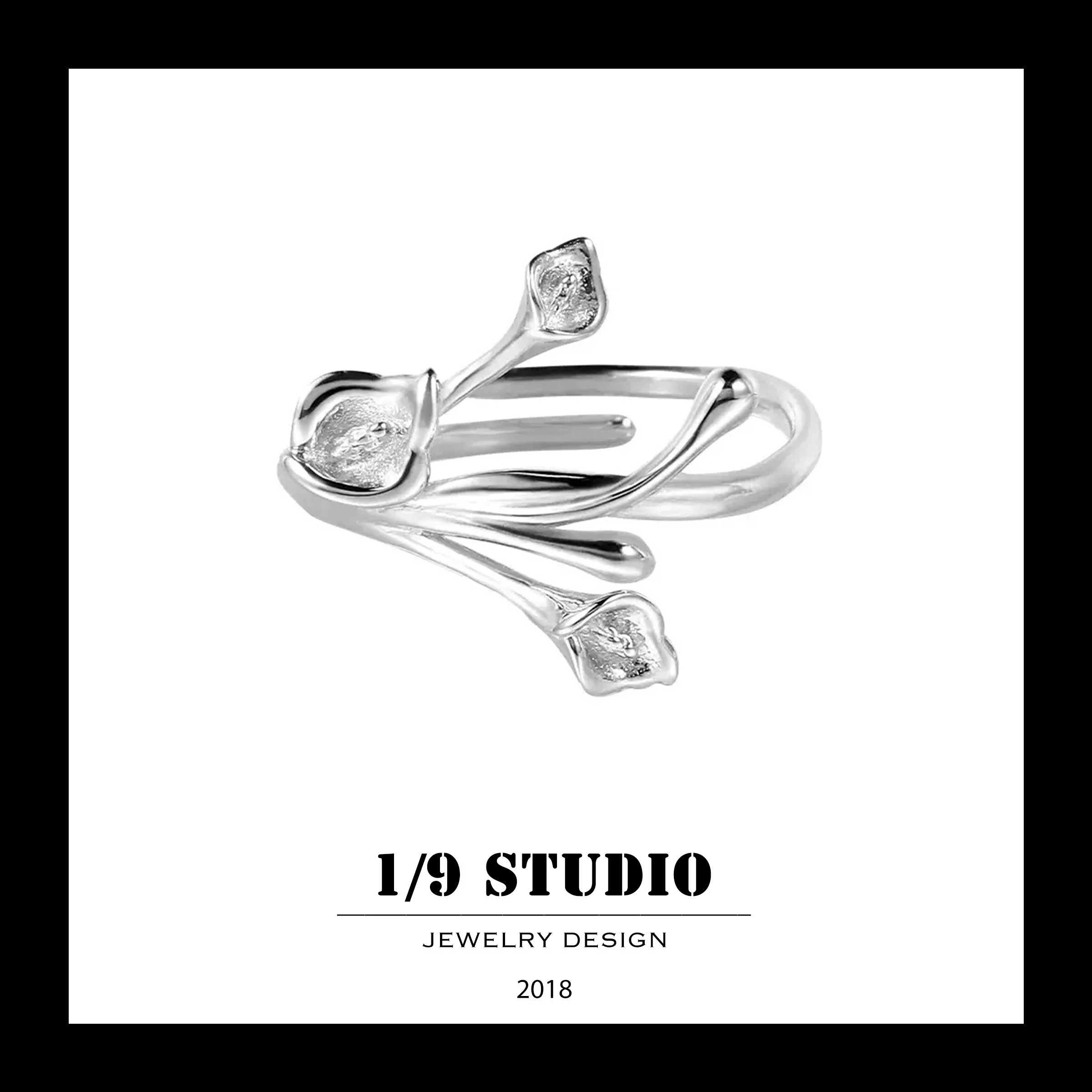 1/9 Studio 925 Sterling Silver Adjustable Ring