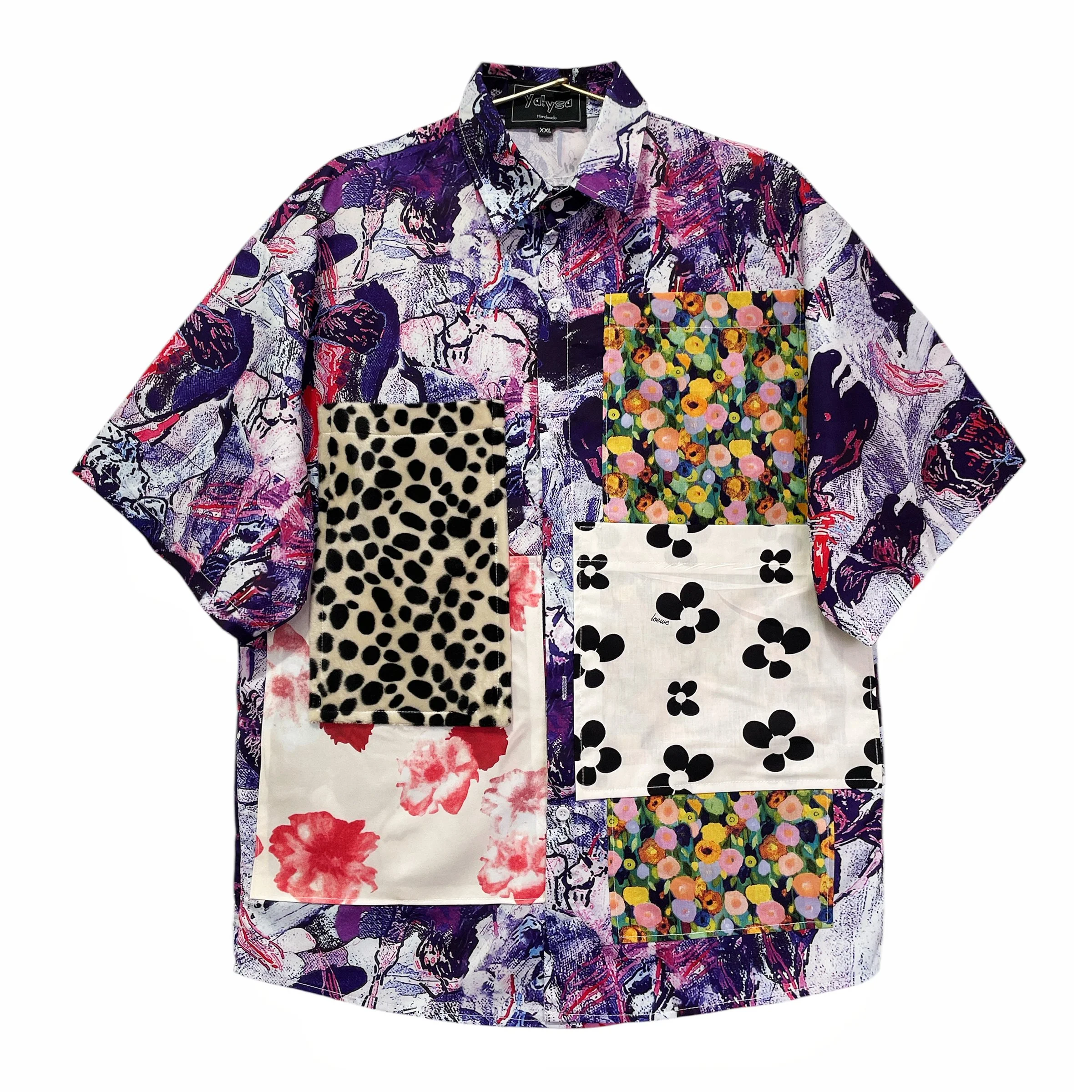 Handmade Short Sleeves Purple Shirt