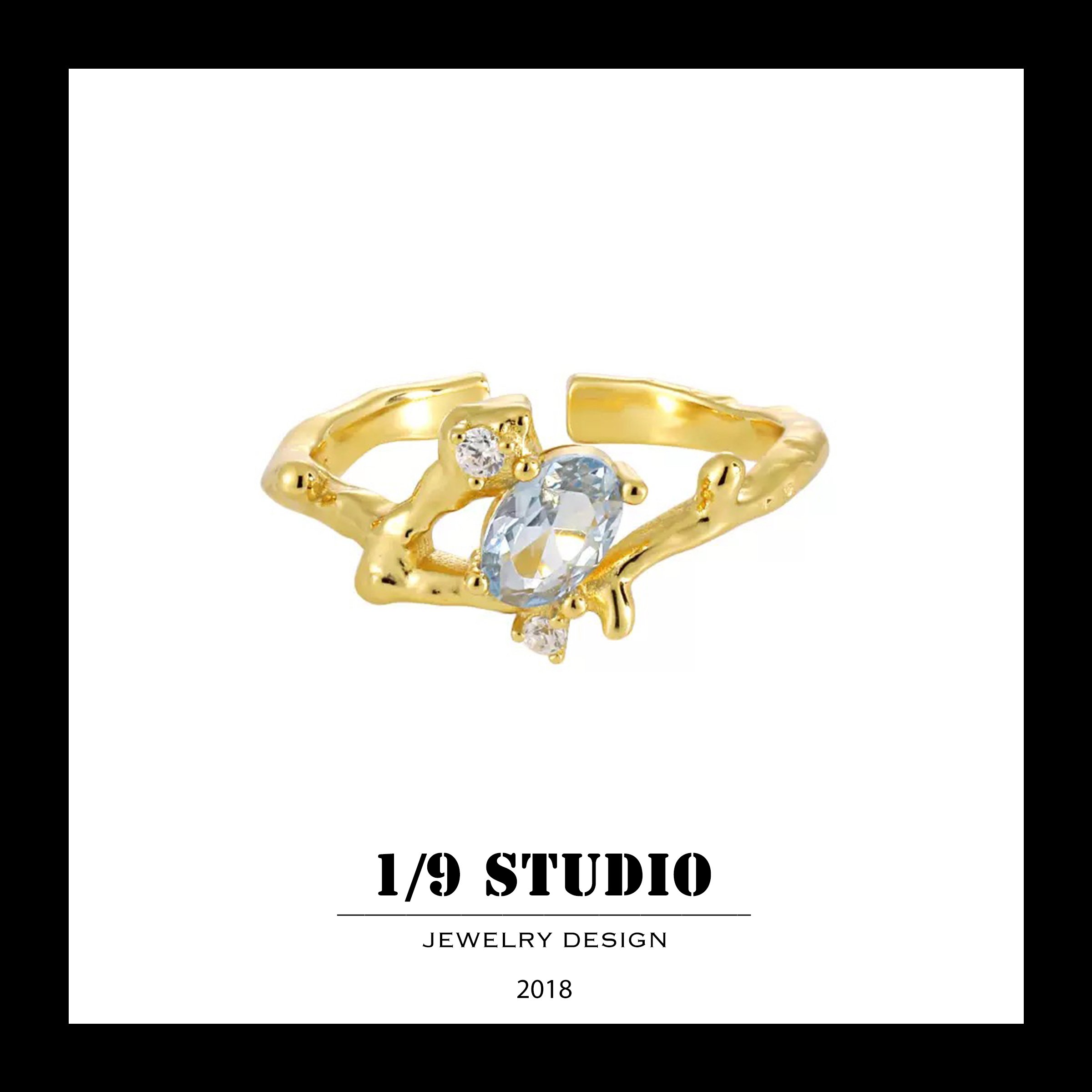 Crystal Twig 18K Gold Filled Adjustable Ring