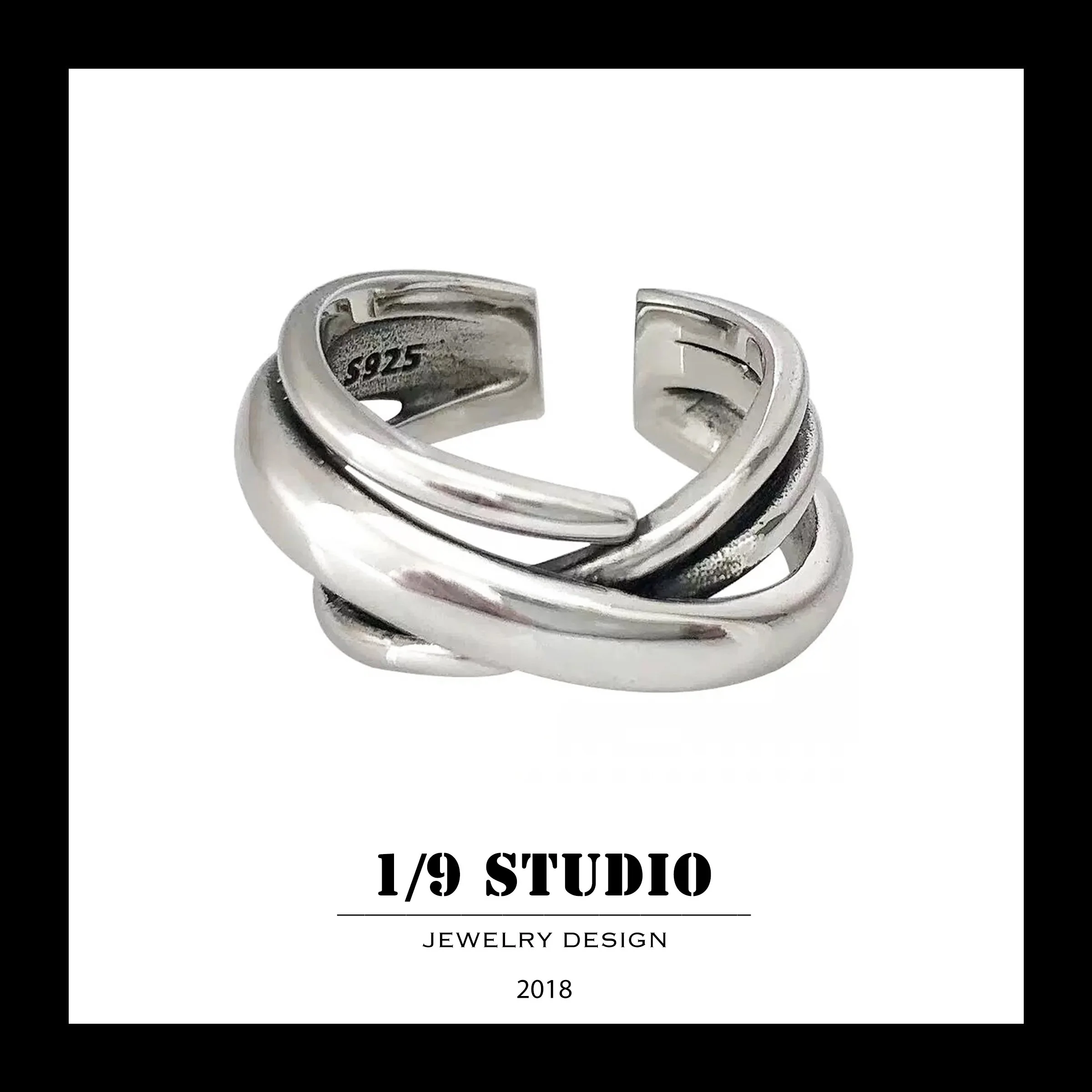 1/9 Studio 925 Sterling Silver Adjustable Ring