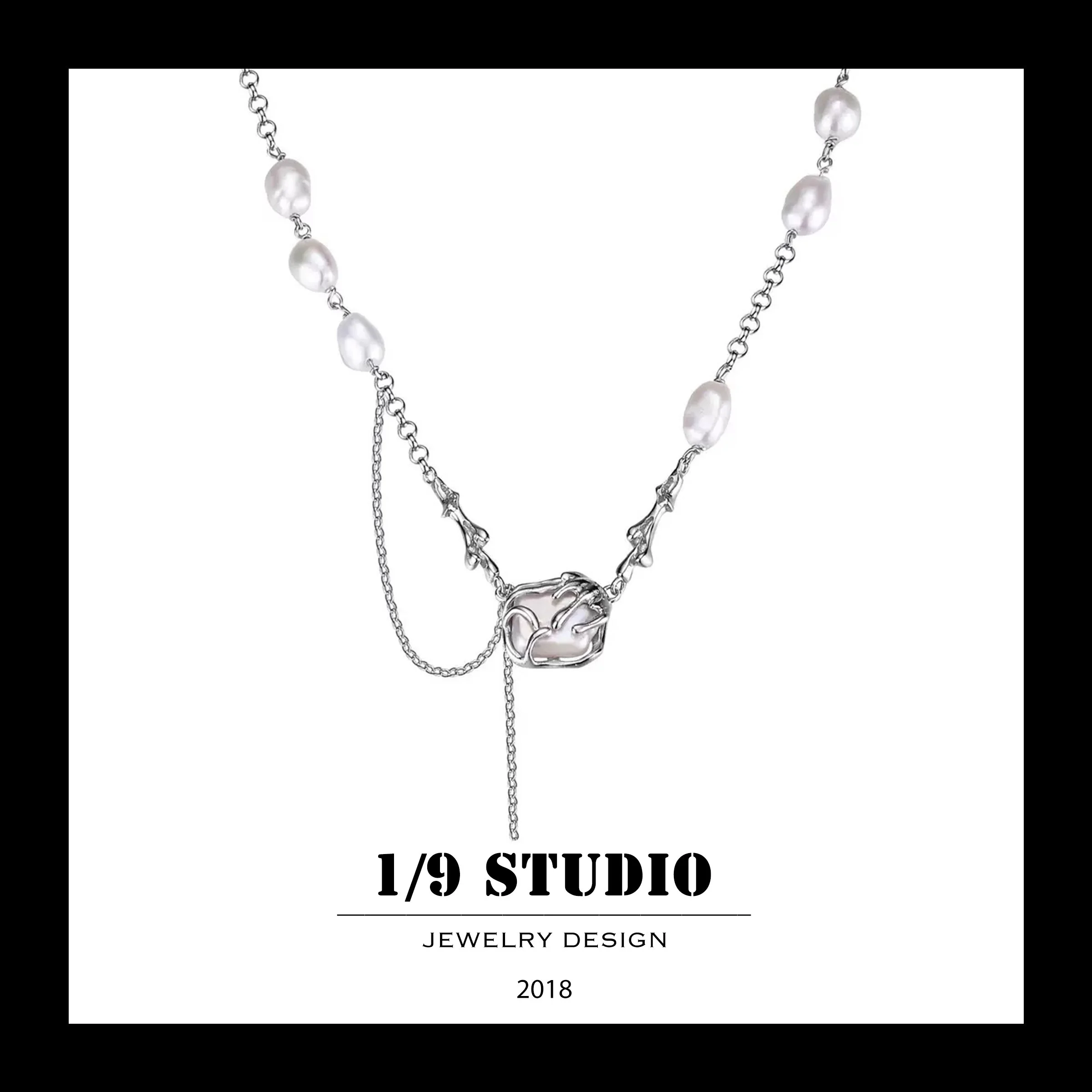 Freshwater Pearl Linked Fragment 925 Sterling Silver Adjustable Necklace