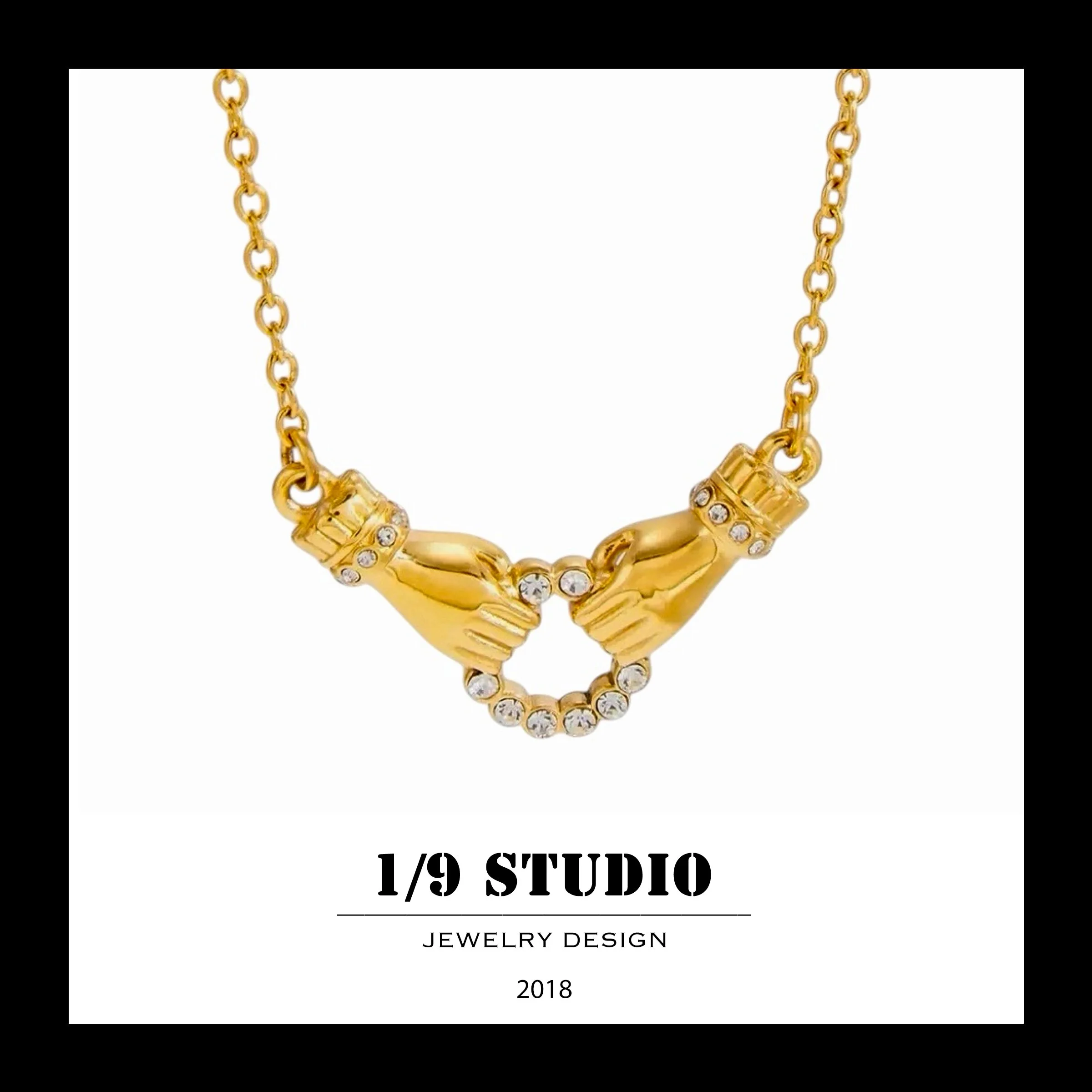 Bound by Love Crystal Hand 18K Gold Filled Stainless Steel Adjustable Necklace