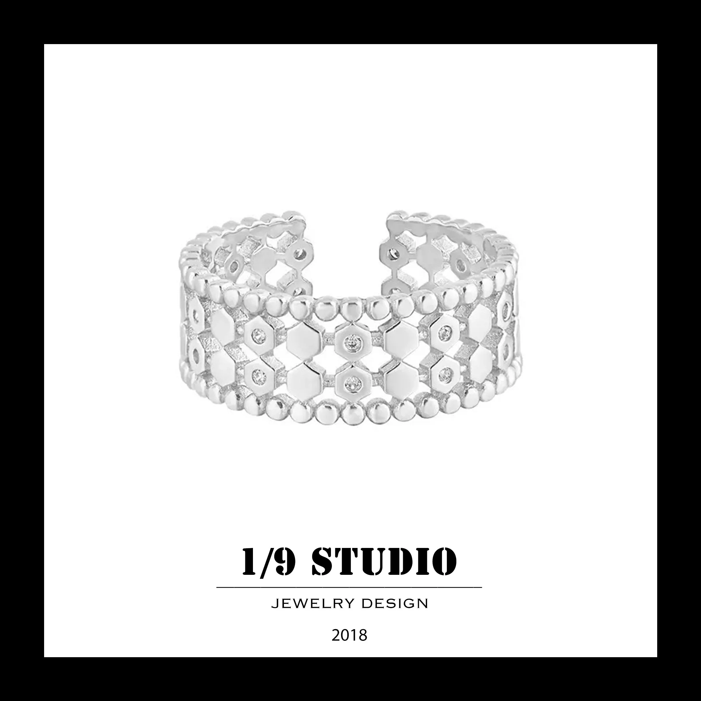 1/9 Studio 925 Sterling Silver Adjustable Ring