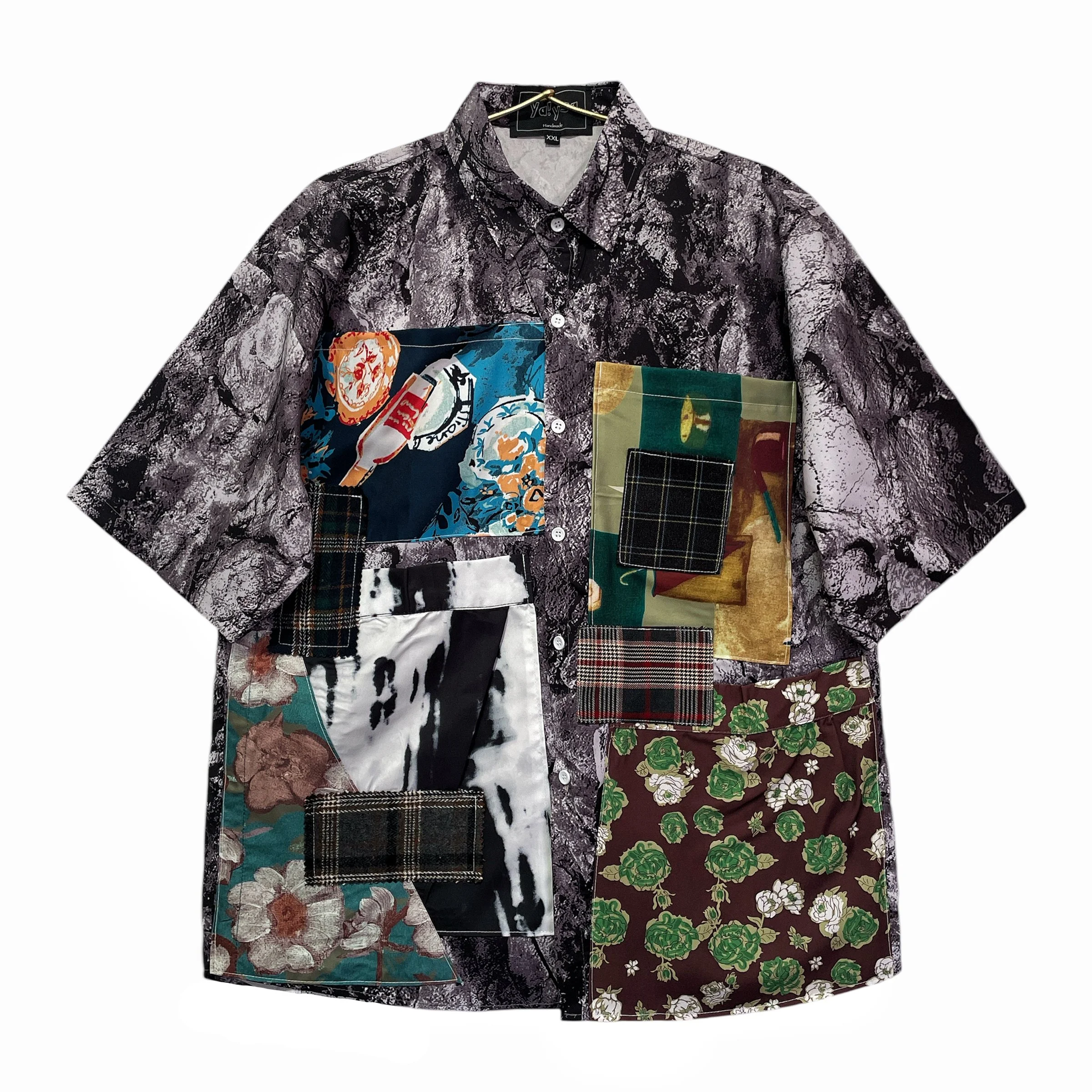 Handmade Short Sleeves Brown Shirt