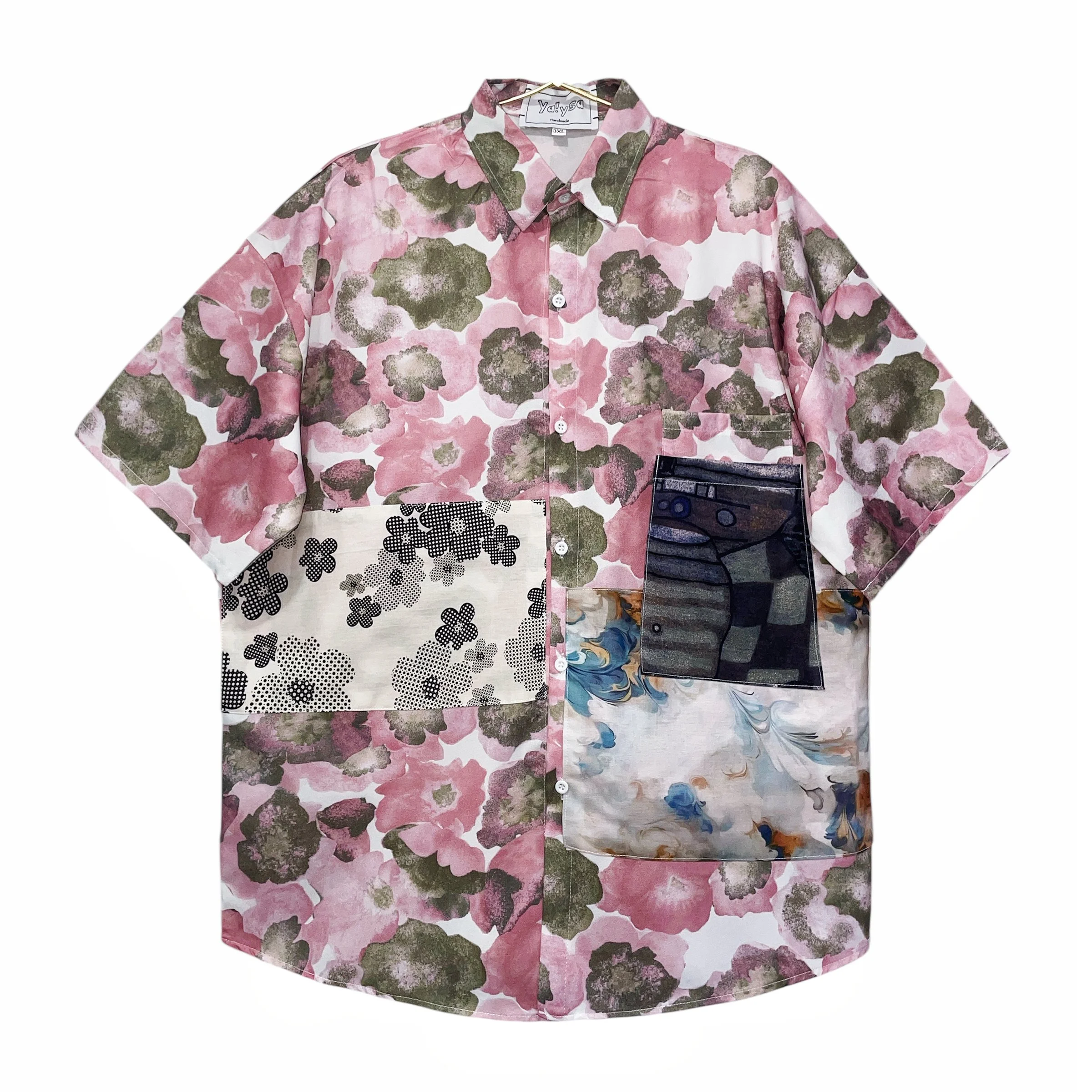 Handmade Short Sleeves Pink Shirt