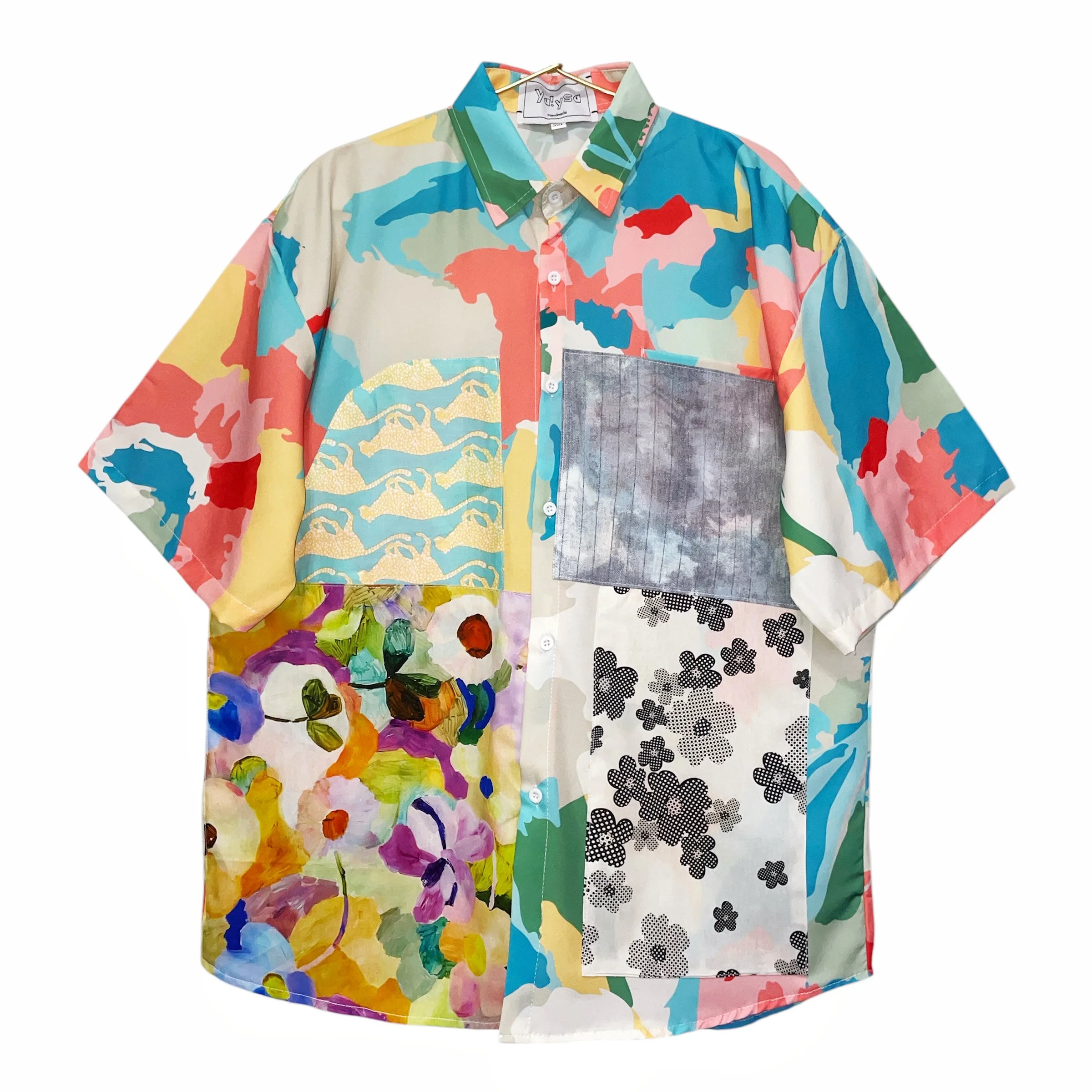 Handmade Short Sleeves Color Shirt