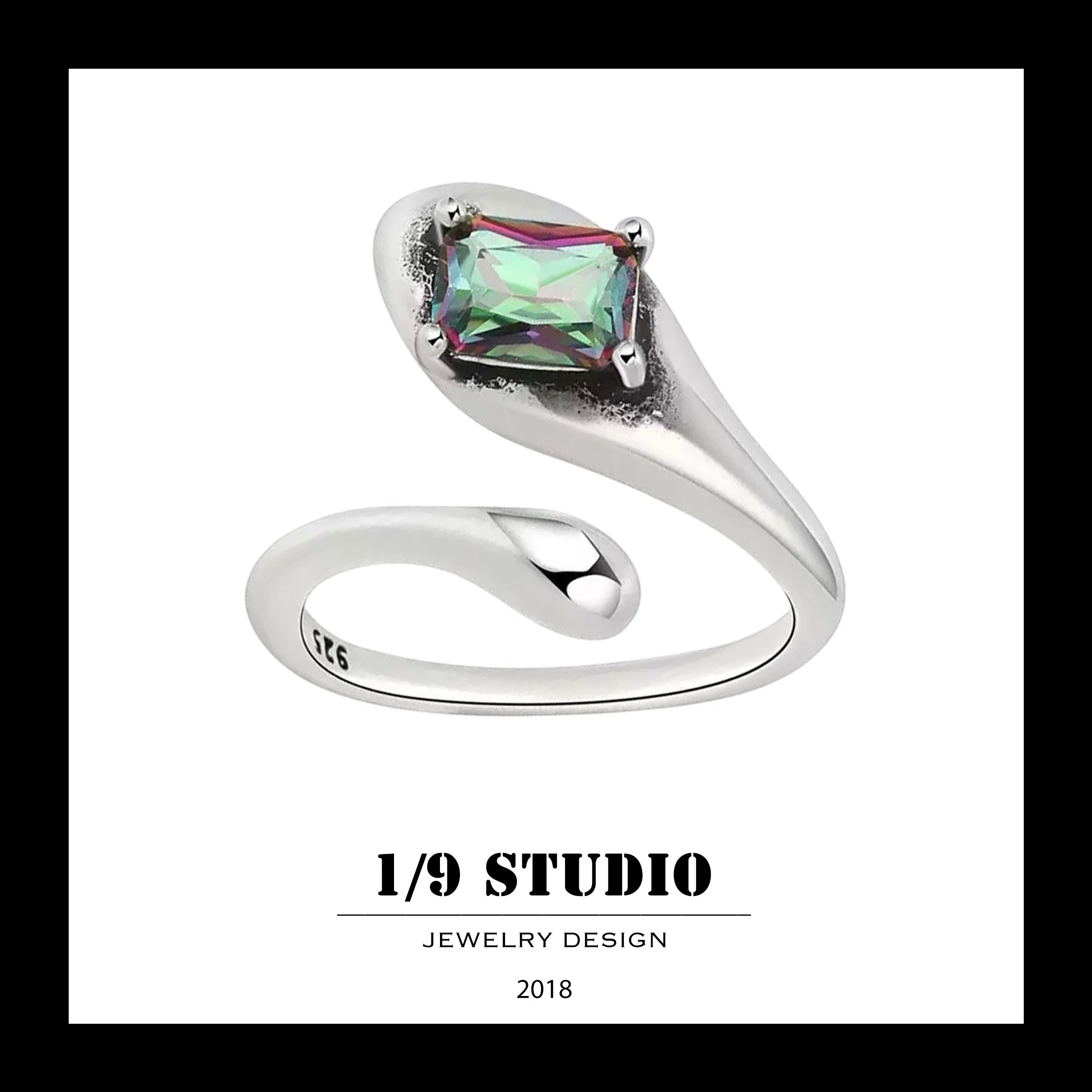 1/9 Studio 925 Sterling Silver Adjustable Ring